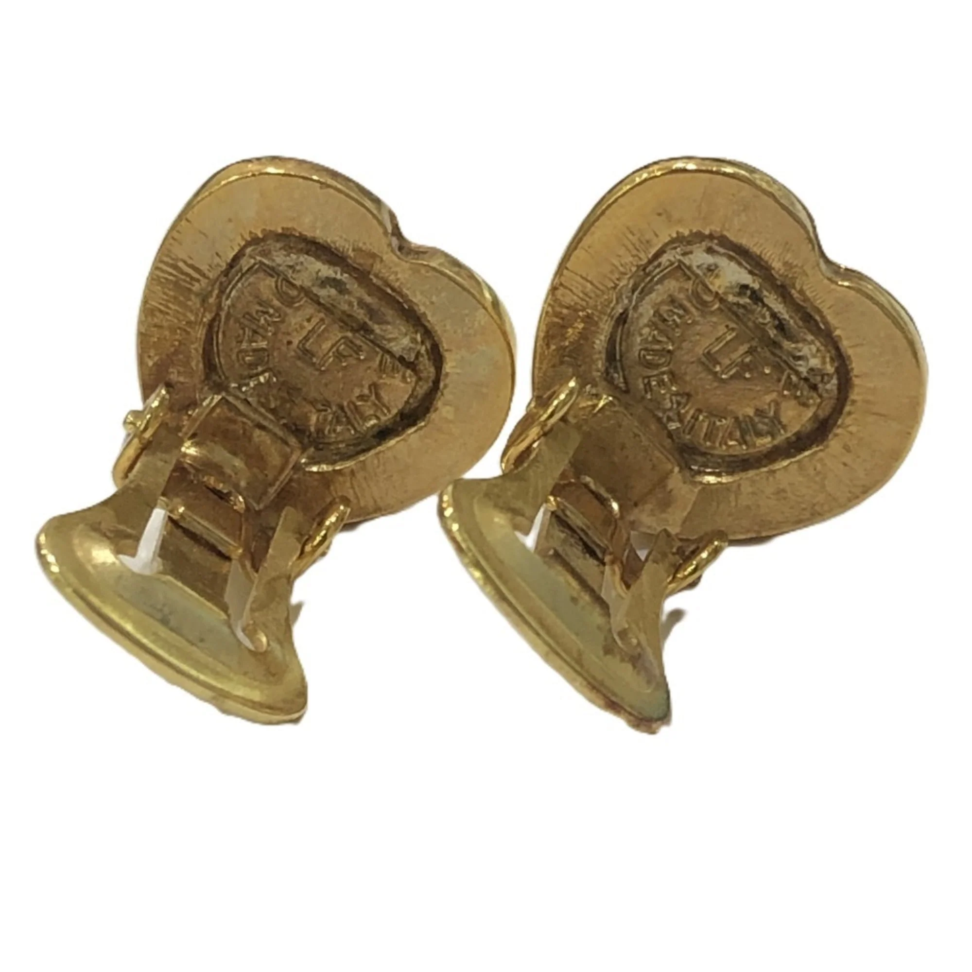 Vintage Clip-On Earrings Logo Clip-On Gold-Tone Metal - Image 8