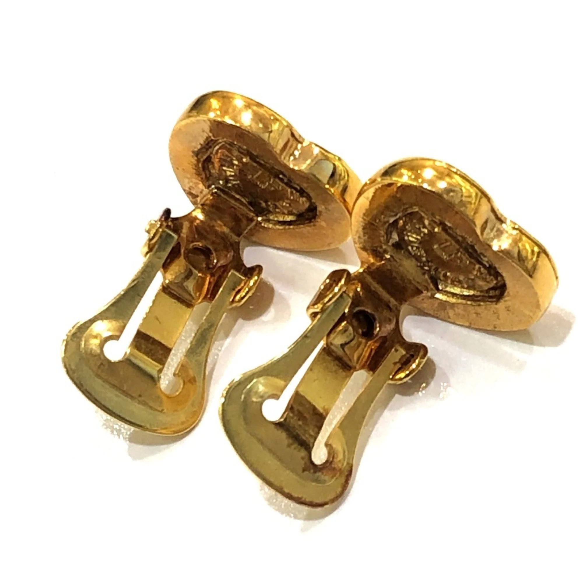 Vintage Clip-On Earrings Logo Clip-On Gold-Tone Metal - Image 9