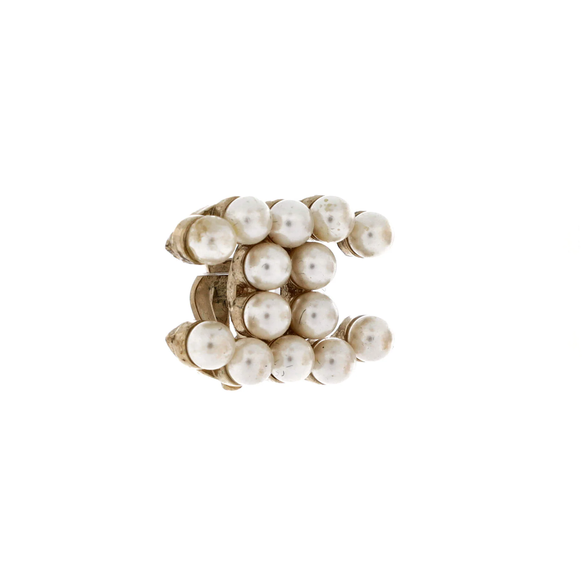 CC Clip-On Earrings Metal and Faux Pearls - Image 2