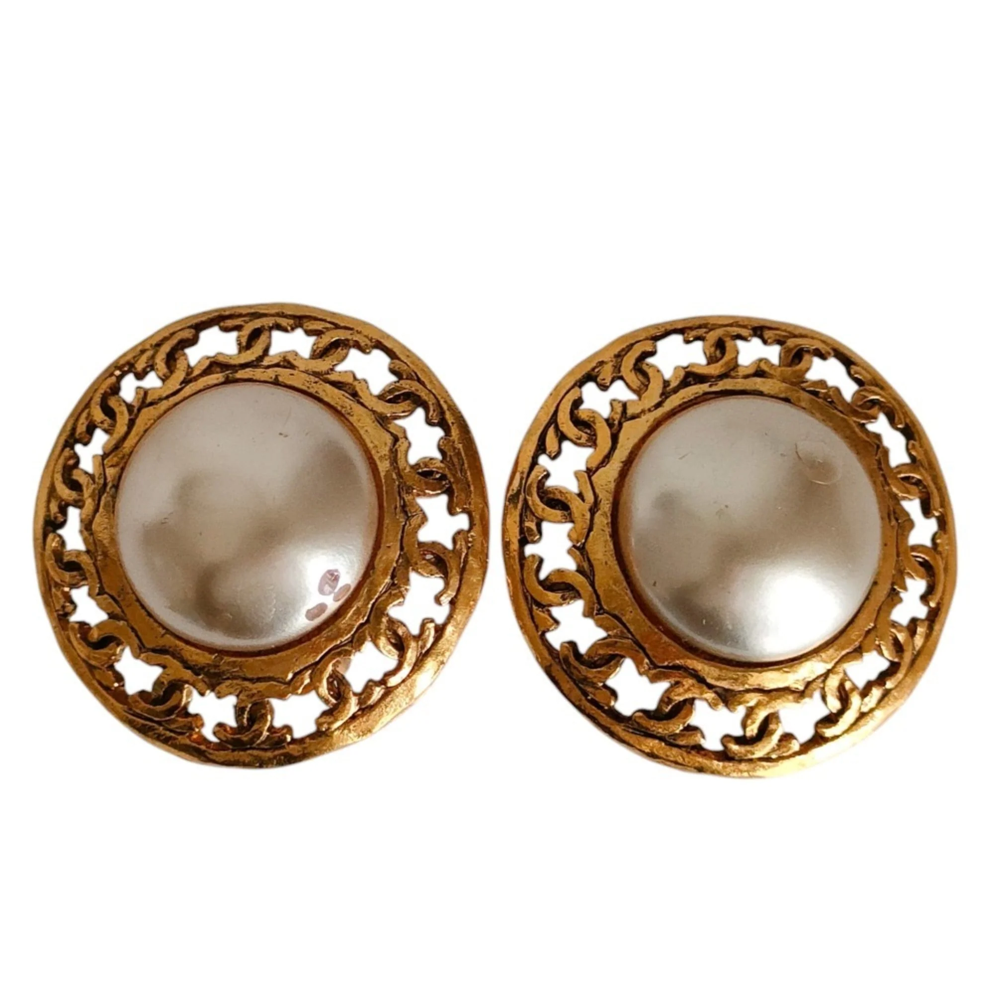 CC Logo Clip-On Earrings Gold-Tone Metal