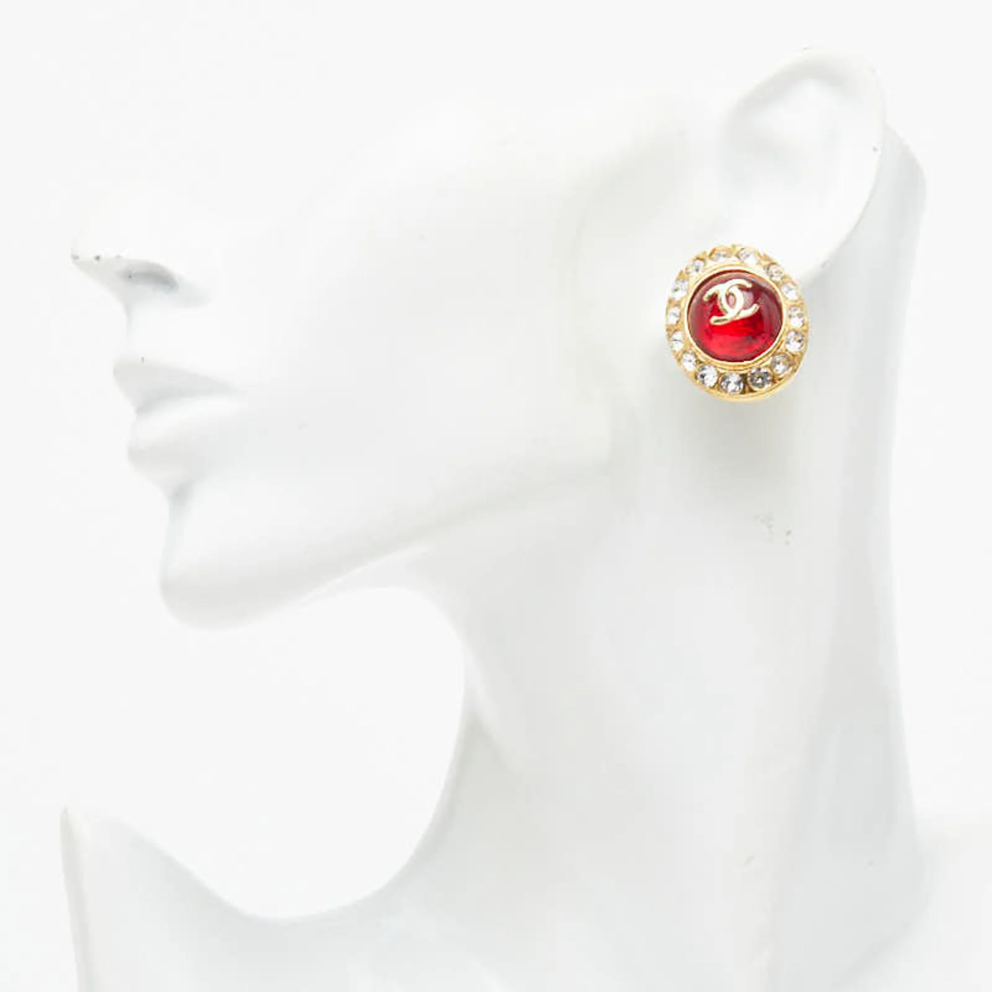 CC Logo Clip-On Earrings Gold-Tone Metal - Image 5