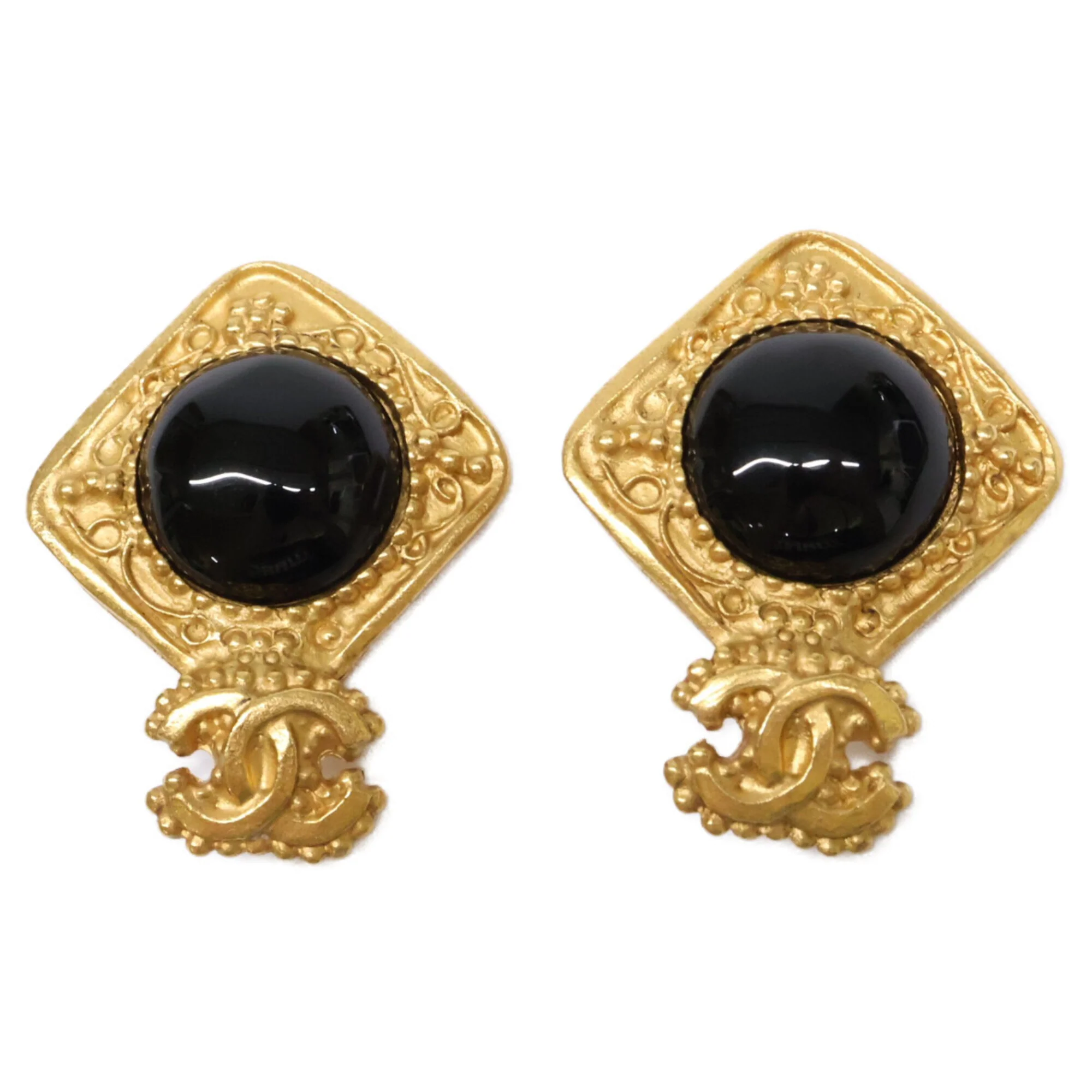 CC Logo Clip-On Earrings Gold-Tone Metal Gold-Tone Metal