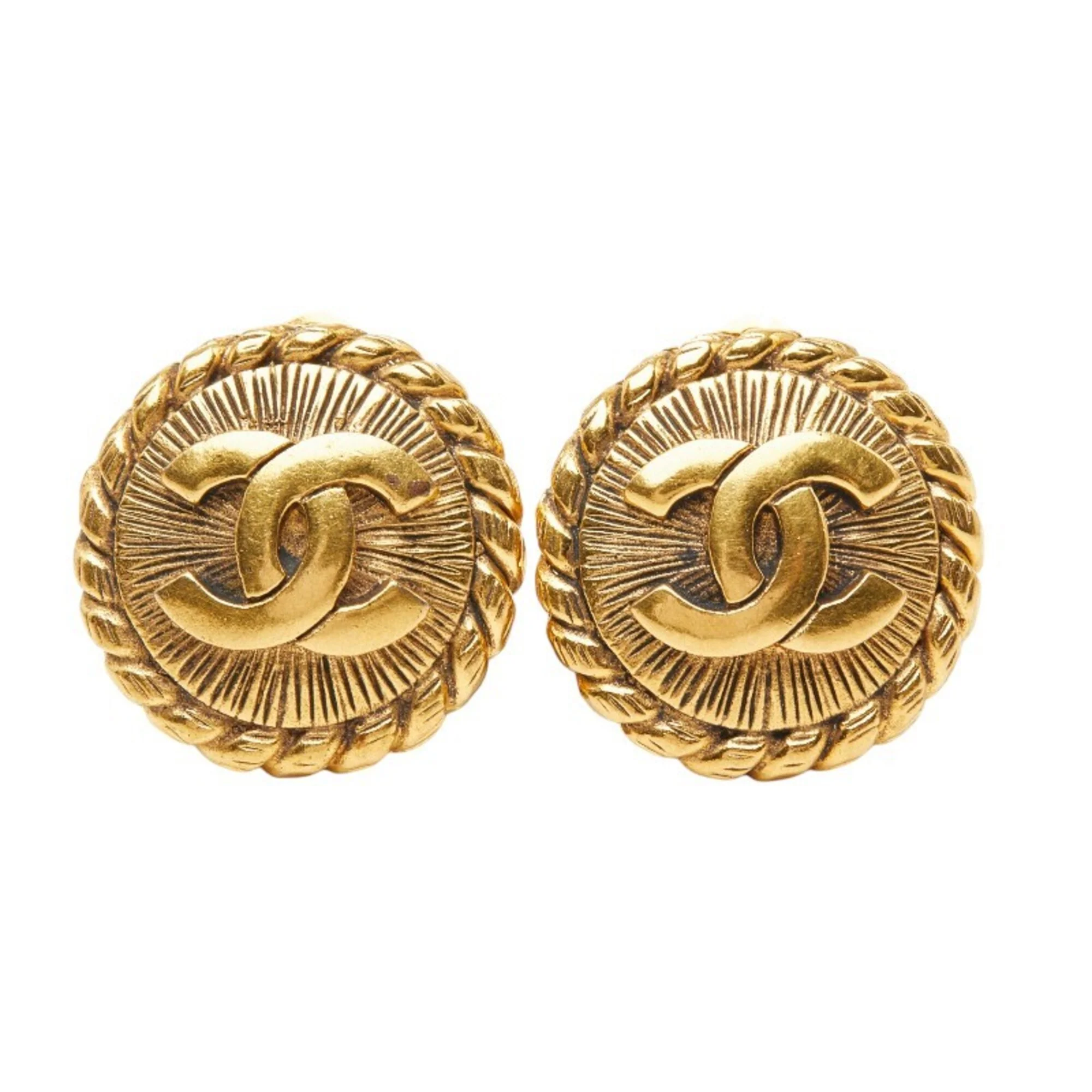 CC Logo Clip-On Earrings Metal Gold-Tone Metal - Image 2
