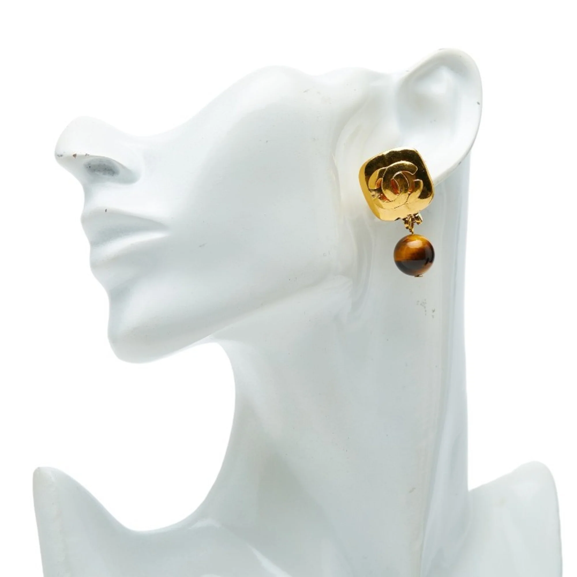 CC Logo Clip-On Earrings Metal Gold-Tone Metal - Image 5