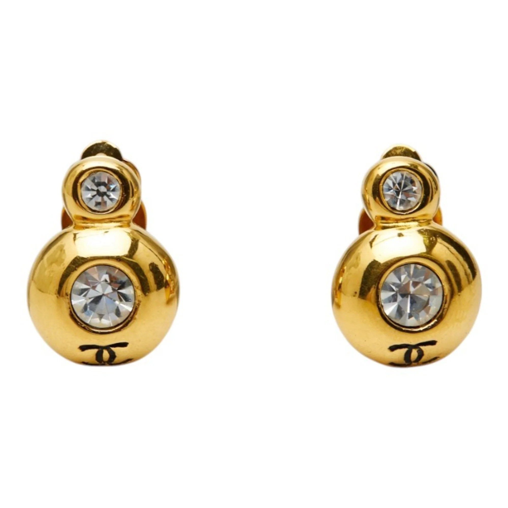 CC Logo Clip-On Earrings Metal Gold-Tone Metal - Image 2