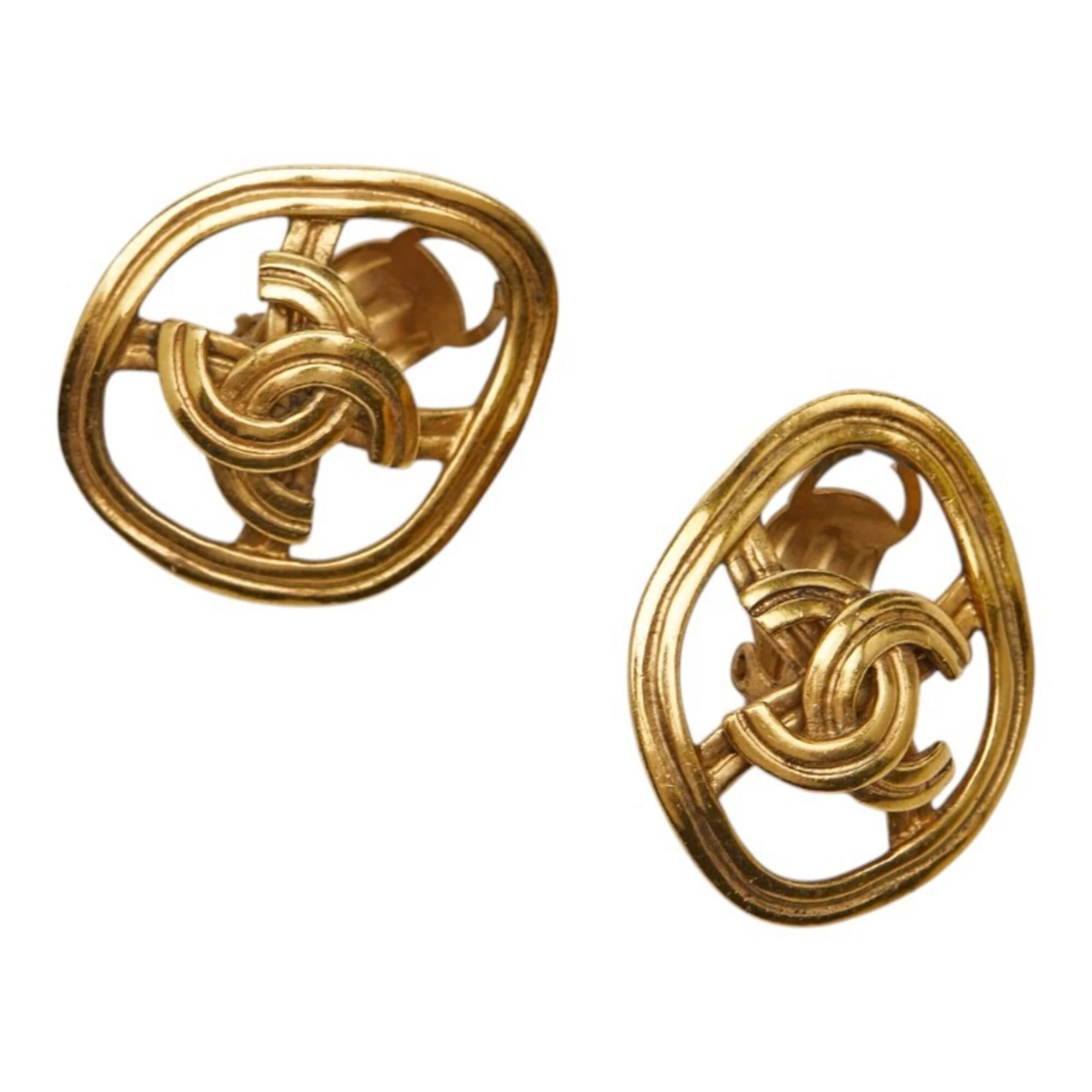 CC Logo Clip-On Earrings Metal Gold-Tone Metal
