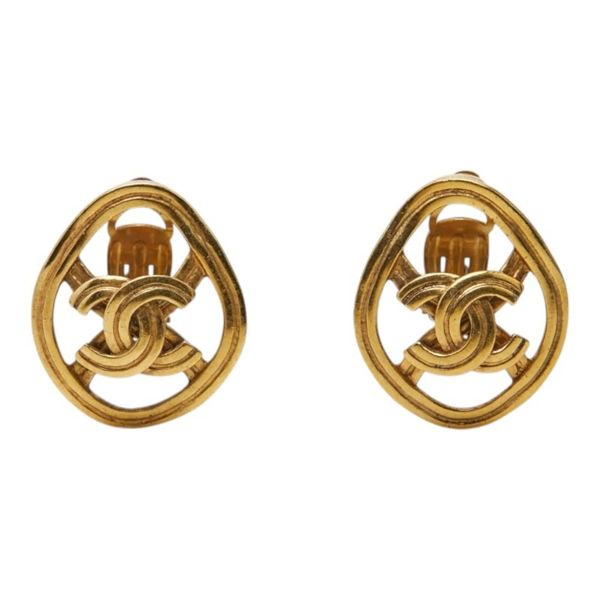 CC Logo Clip-On Earrings Metal Gold-Tone Metal - Image 2