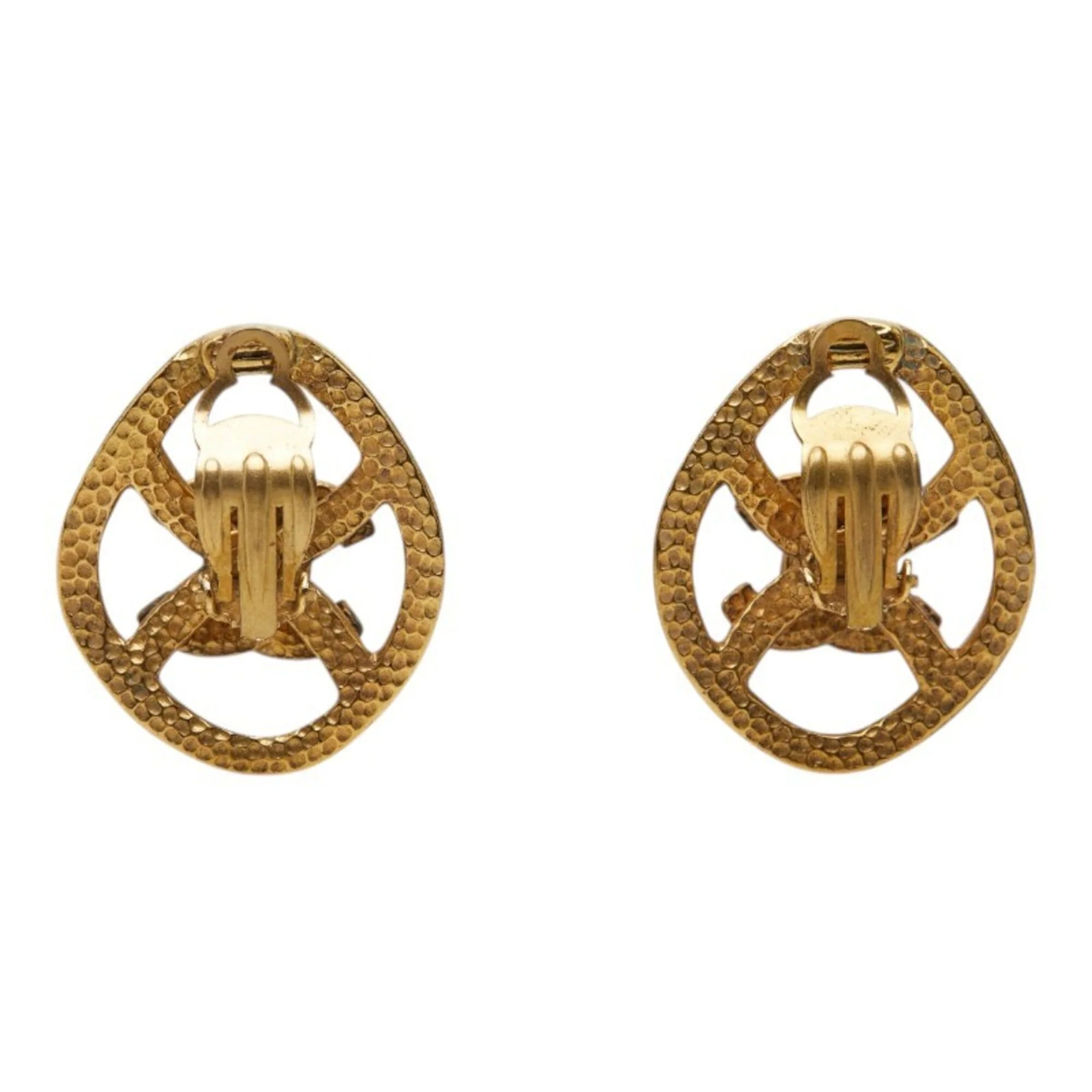 CC Logo Clip-On Earrings Metal Gold-Tone Metal - Image 3