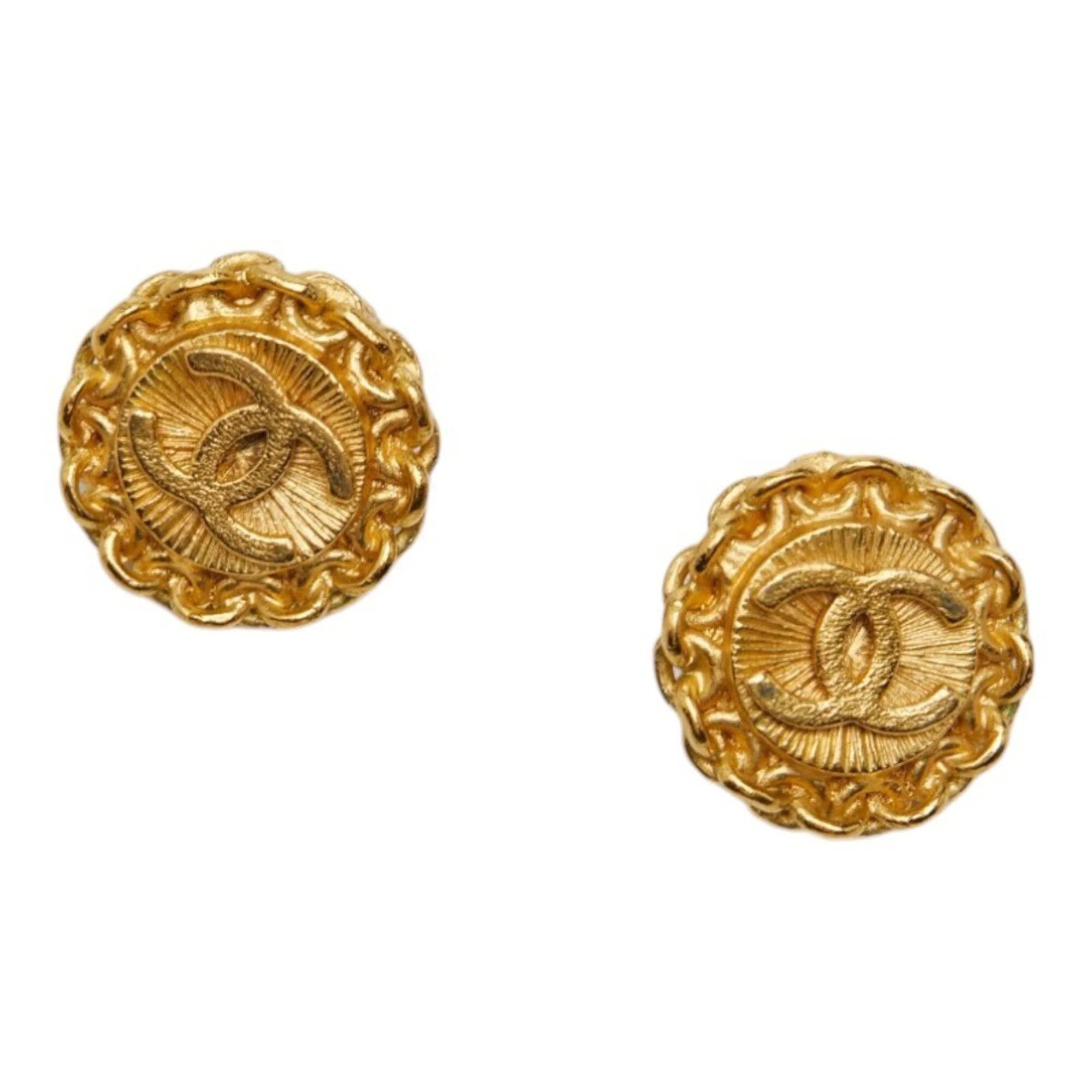 CC Logo Clip-On Earrings Metal Gold-Tone Metal