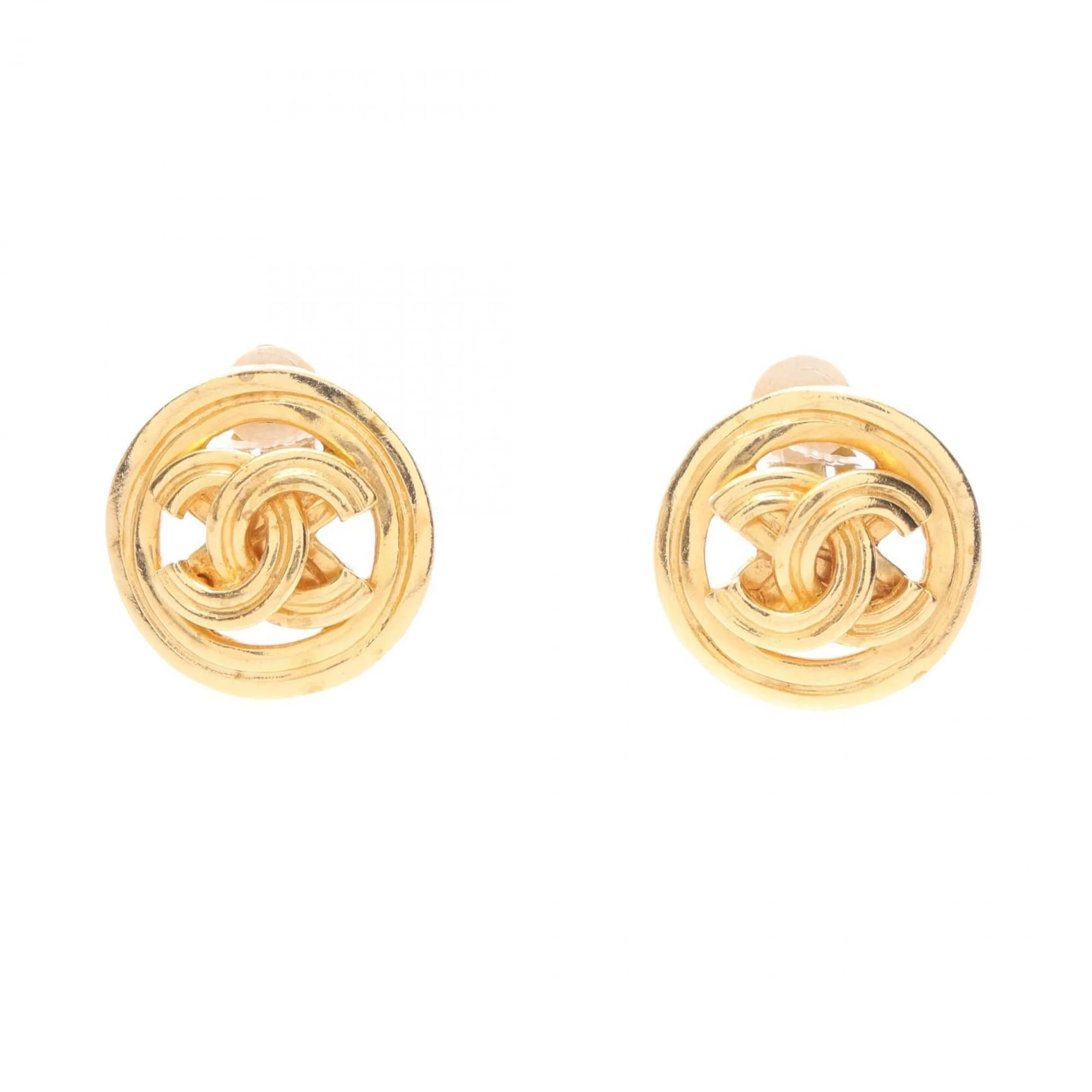 CC Logo Clip-On Earrings Metal Gold-Tone Metal
