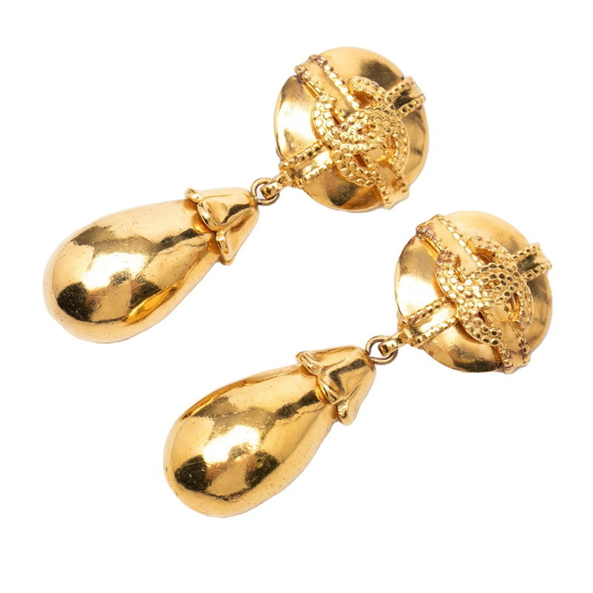 CC Logo Clip-On Earrings Metal Gold-Tone Metal