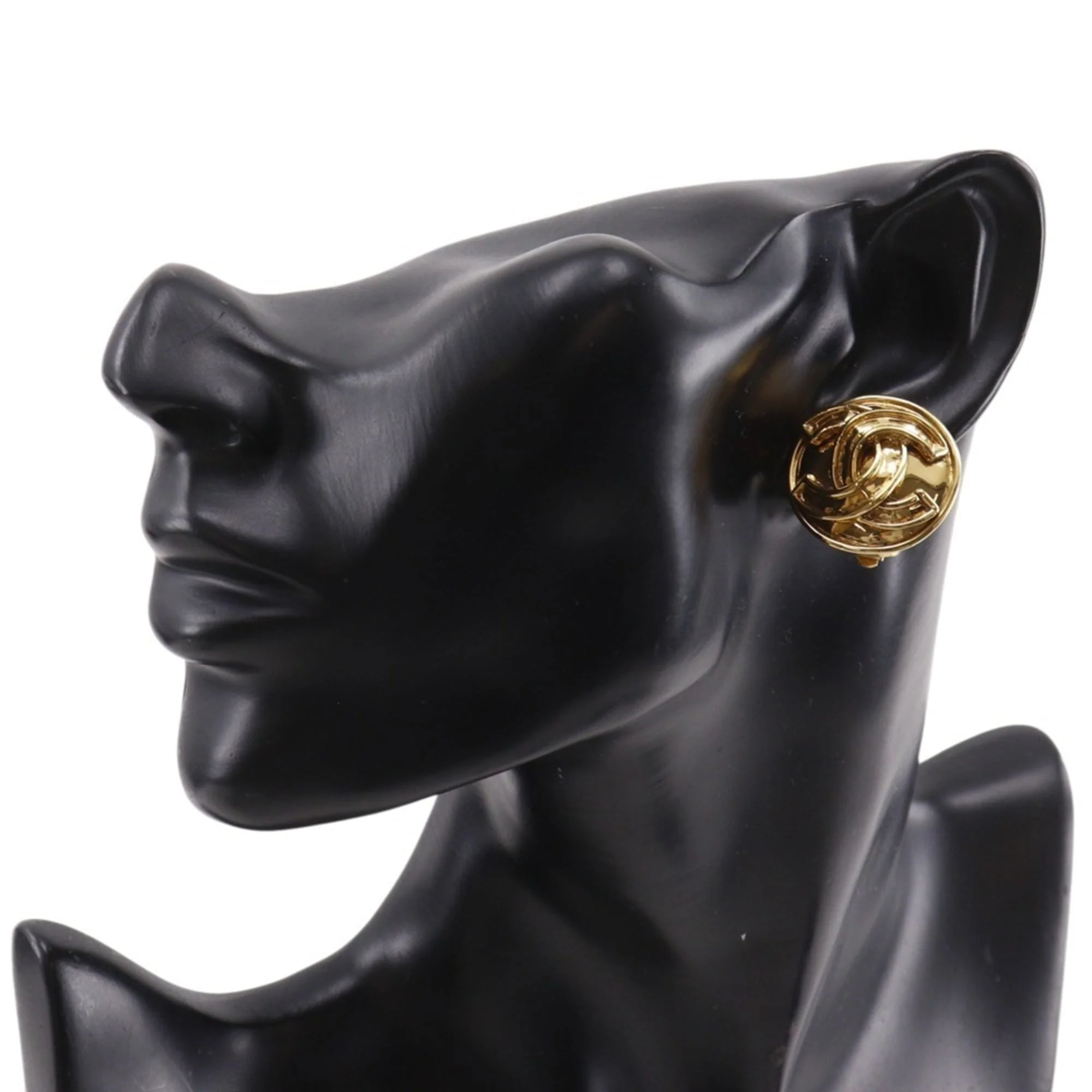 CC Logo Clip-On Earrings Metal Gold-Tone Metal - Image 2