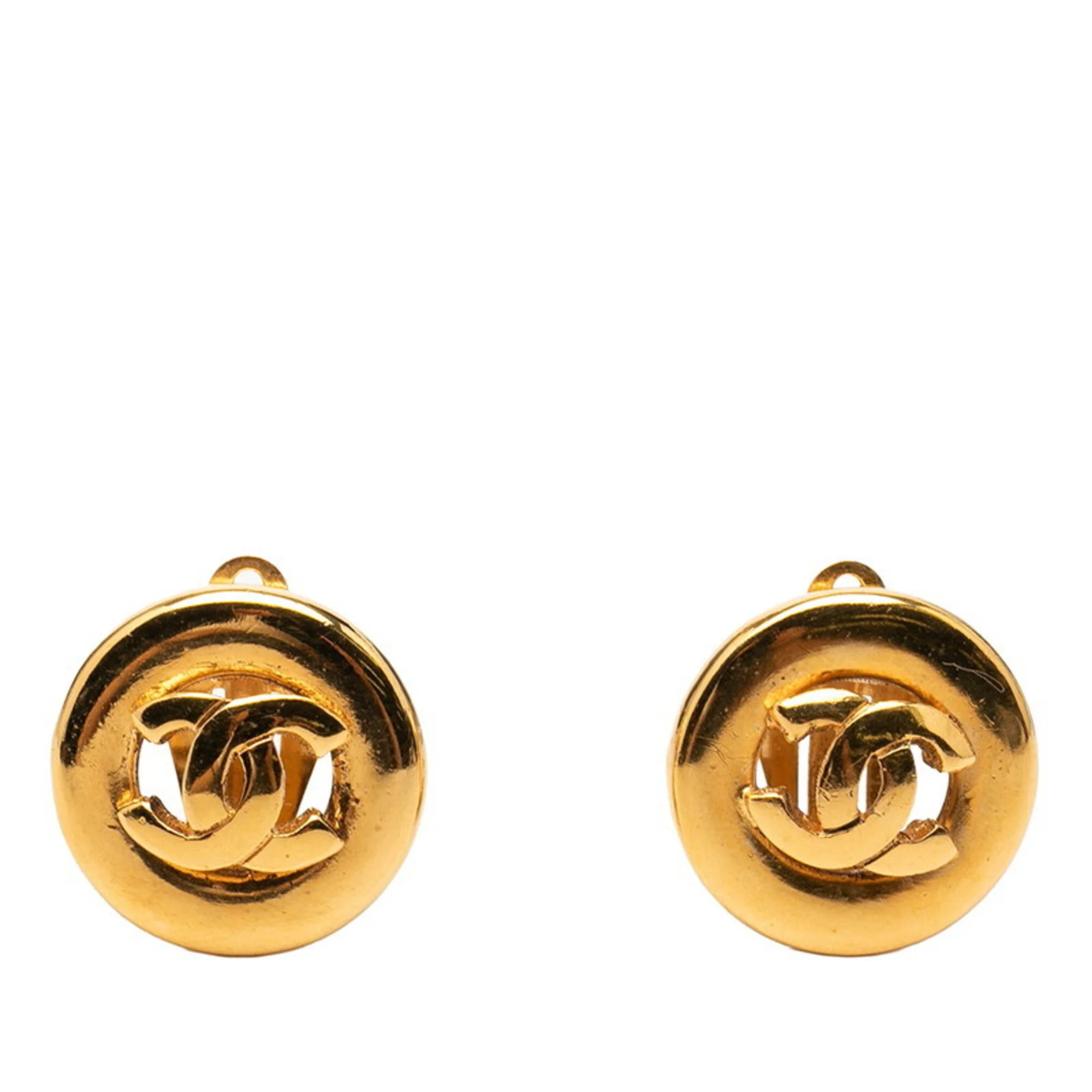 CC Logo Clip-On Earrings Metal Gold-Tone Metal