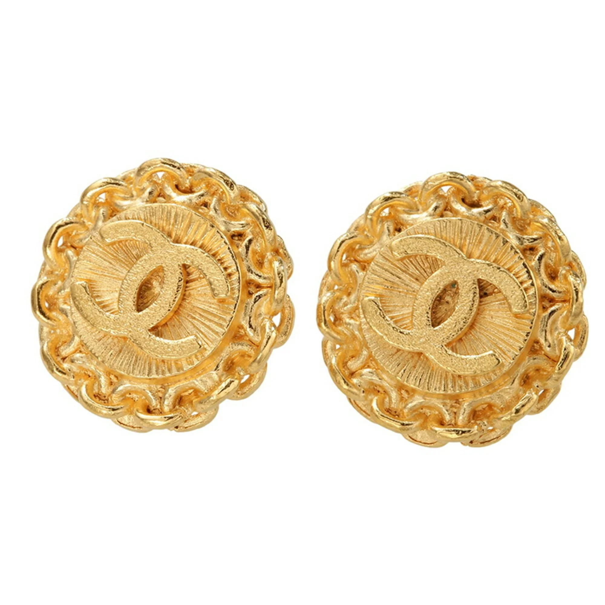 CC Logo Clip-On Earrings Metal Gold-Tone Metal