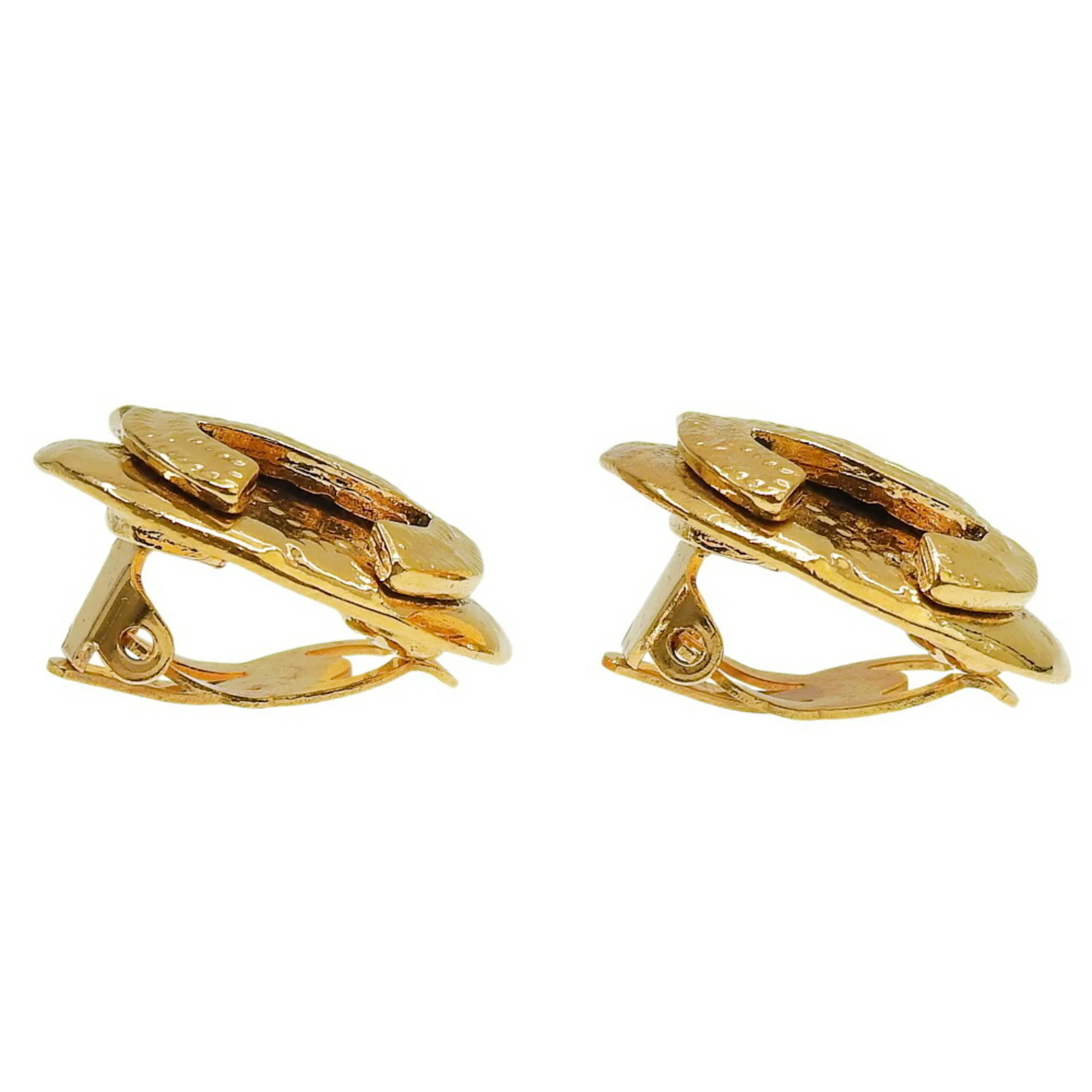 CC Logo Clip-On Earrings Metal Gold-Tone Metal - Image 4