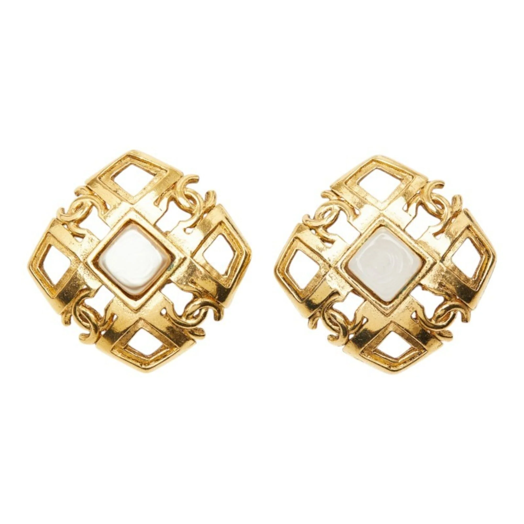 CC Logo Clip-On Earrings Metal Gold-Tone Metal - Image 2