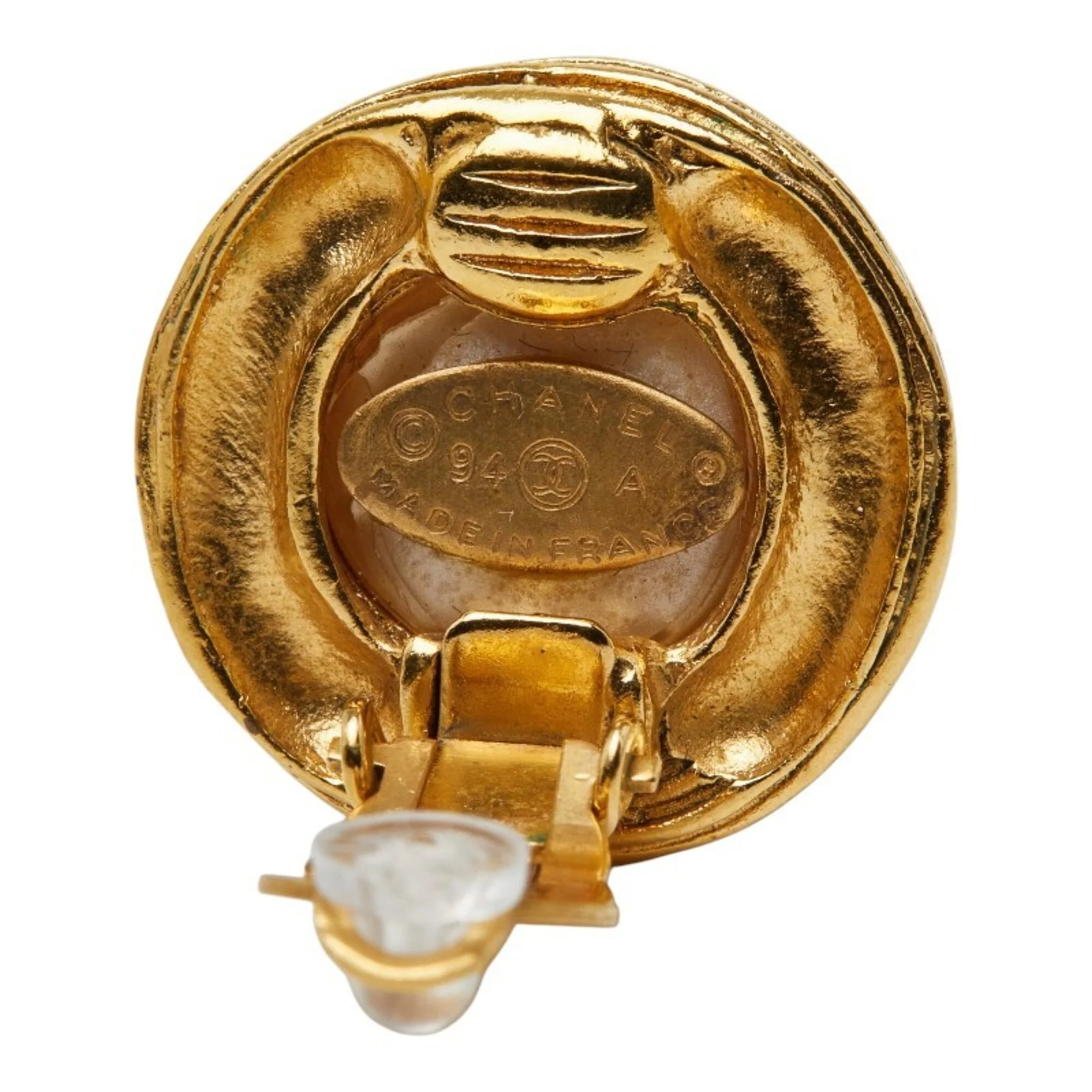 CC Logo Clip-On Earrings Metal Gold-Tone Metal - Image 3