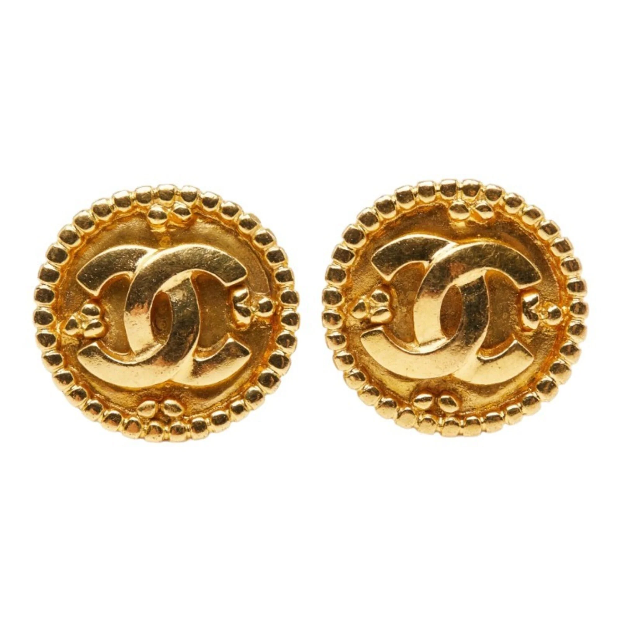 CC Logo Clip-On Earrings Metal Gold-Tone Metal