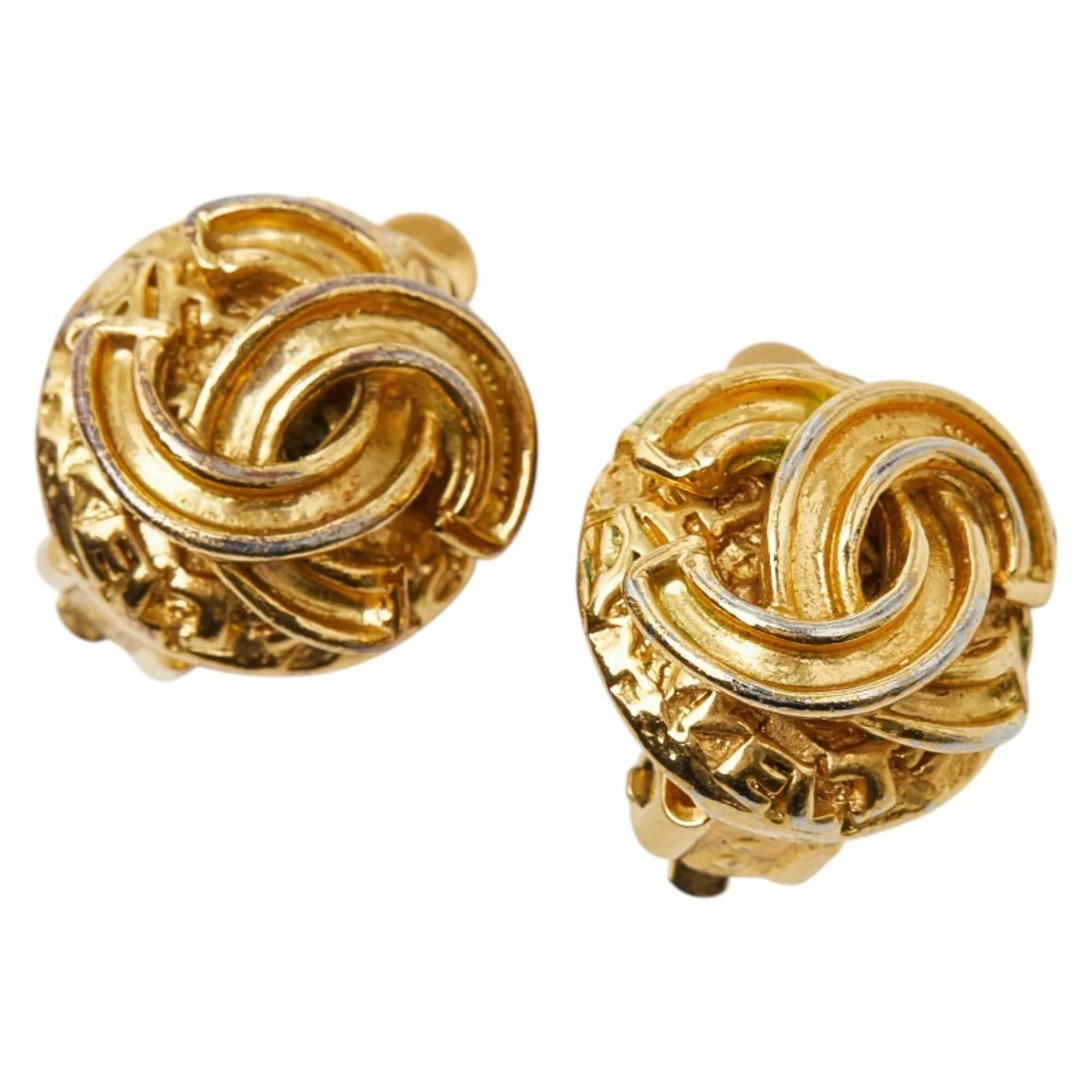 CC Logo Clip-On Earrings Metal Gold-Tone Metal