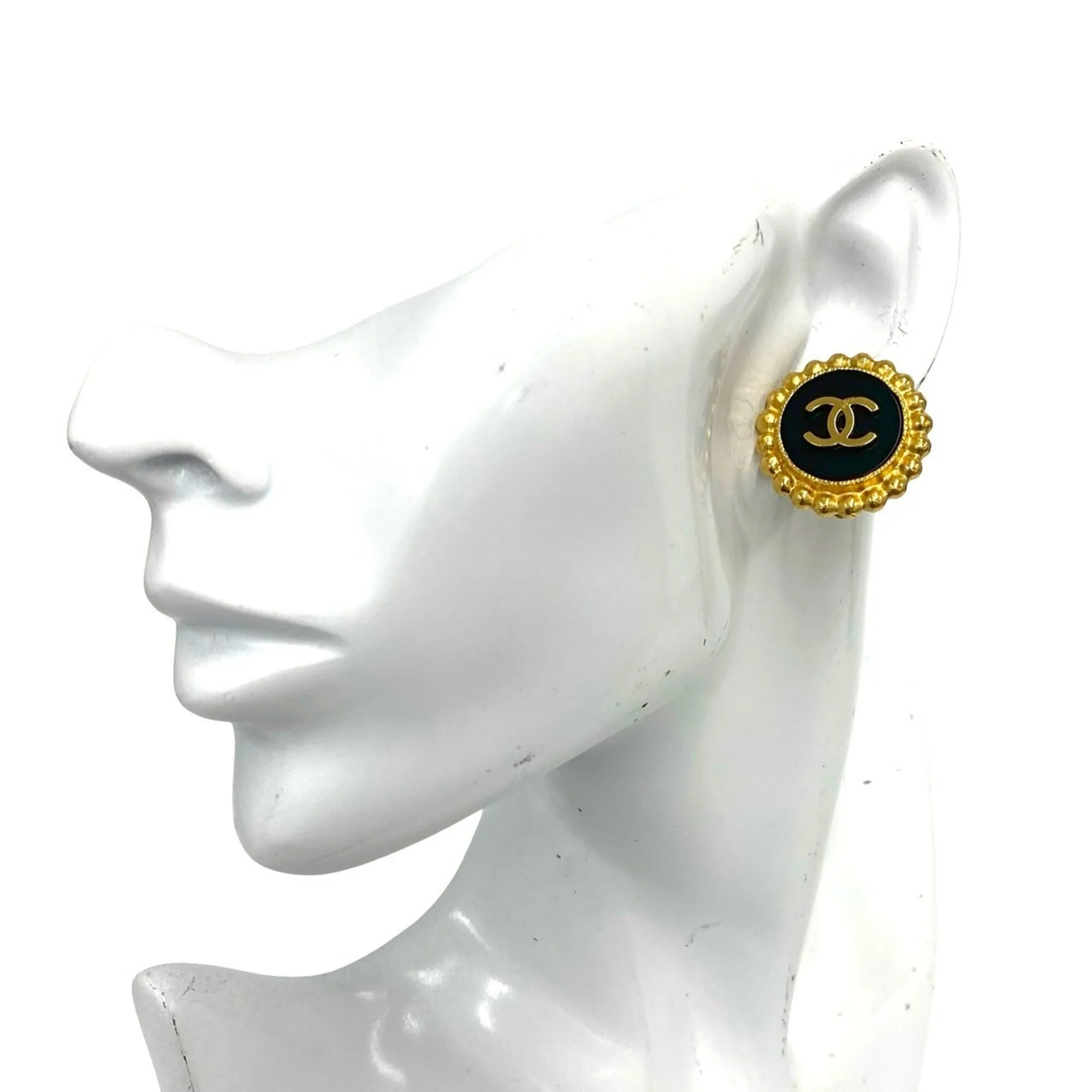 CC Logo Clip-On Earrings Metal Gold-Tone Metal - Image 2