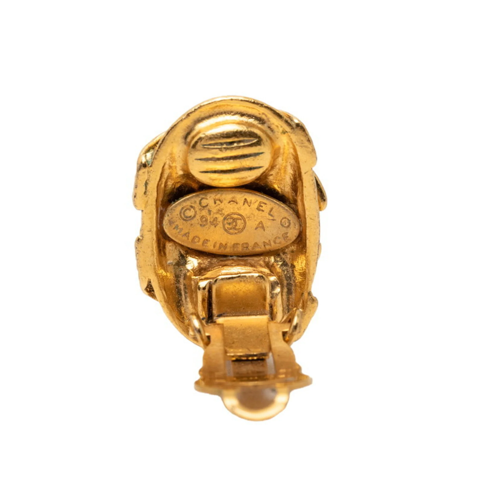 CC Logo Clip-On Earrings Metal Gold-Tone Metal - Image 3