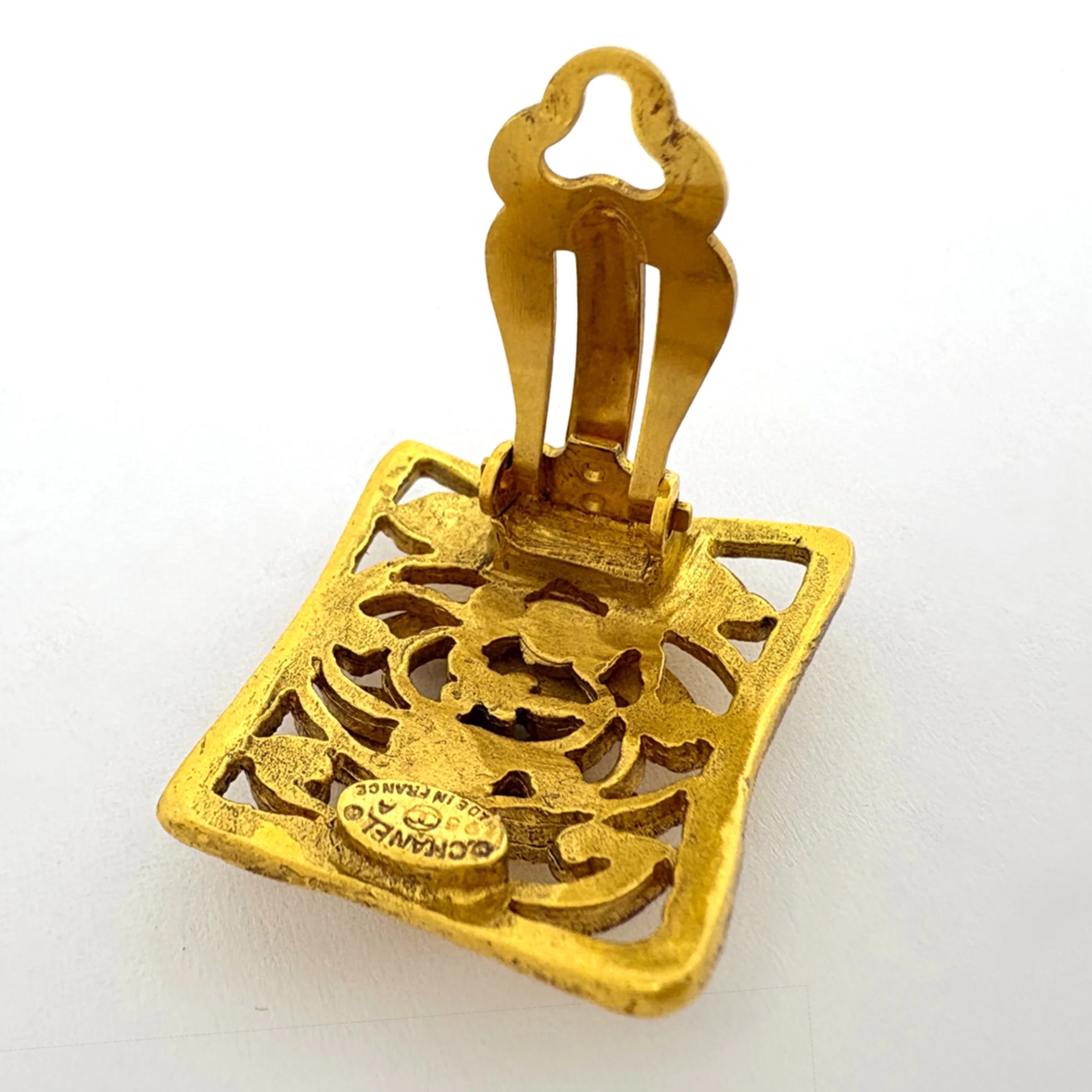 CC Logo Clip-On Earrings Metal Gold-Tone Metal - Image 3