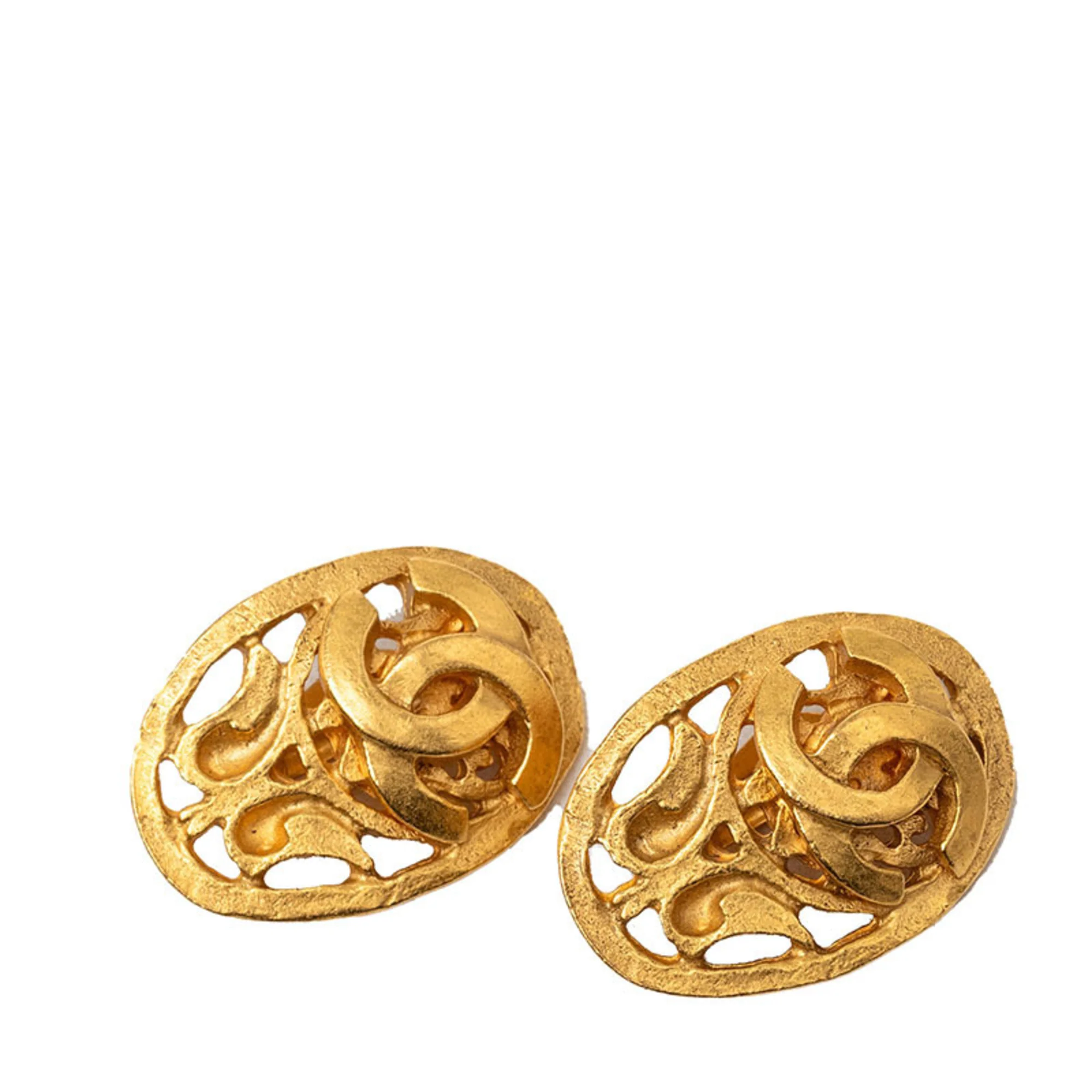 CC Logo Clip-On Earrings Metal Gold-Tone Metal