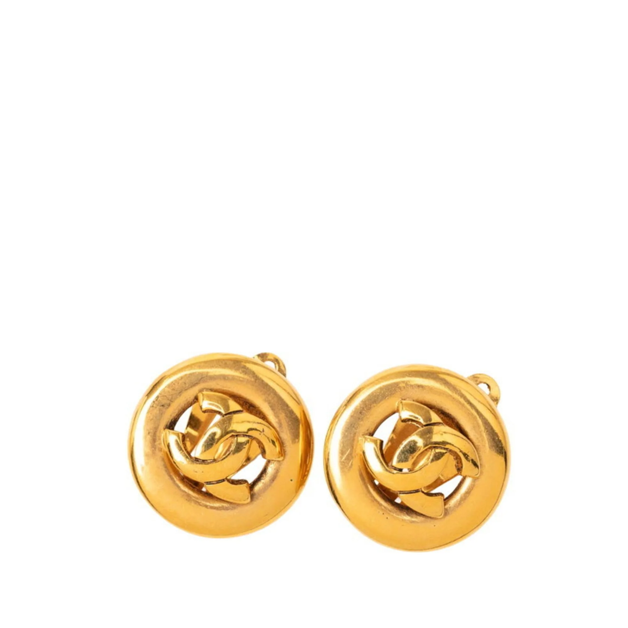 CC Logo Clip-On Earrings Metal Gold-Tone Metal