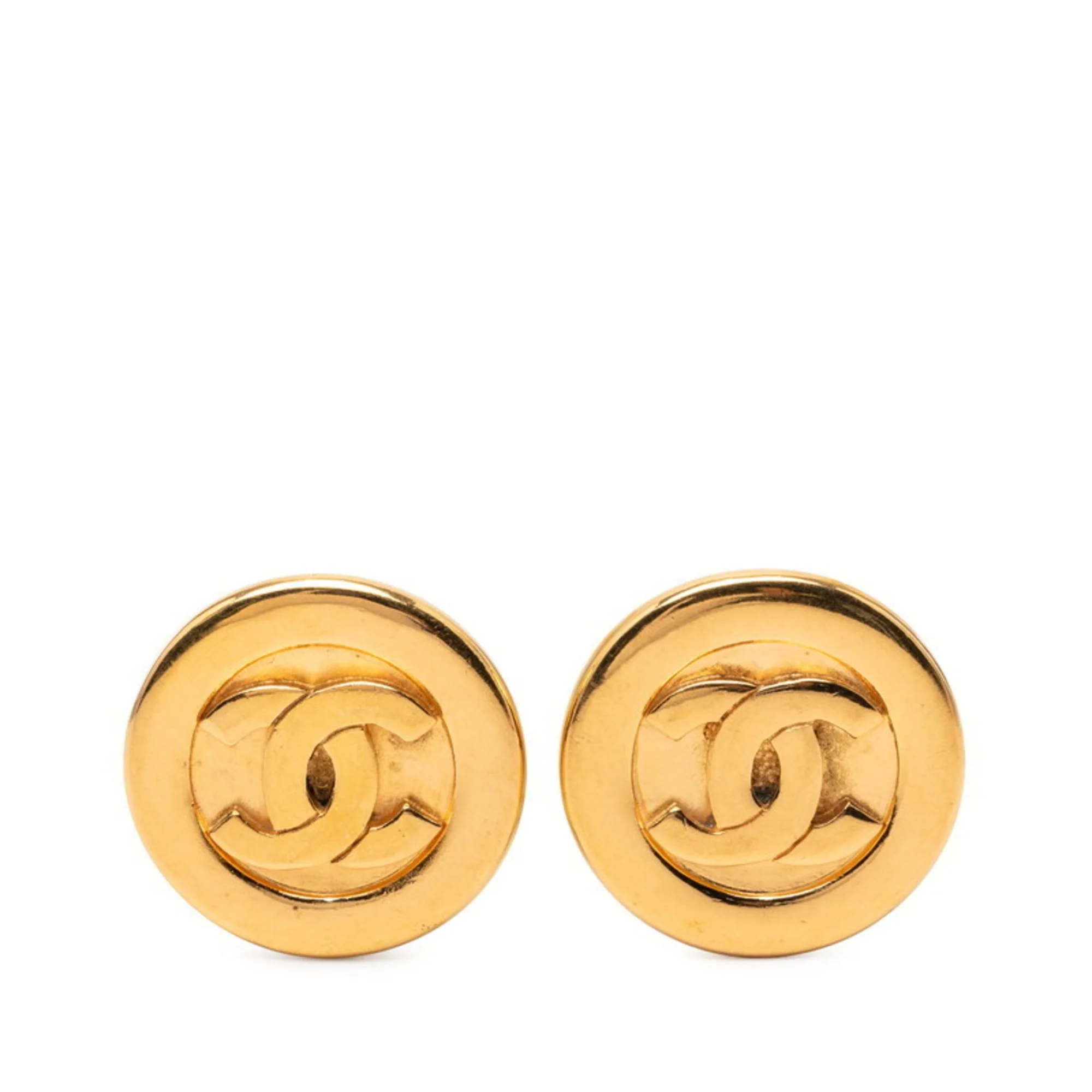CC Logo Clip-On Earrings Metal Gold-Tone Metal