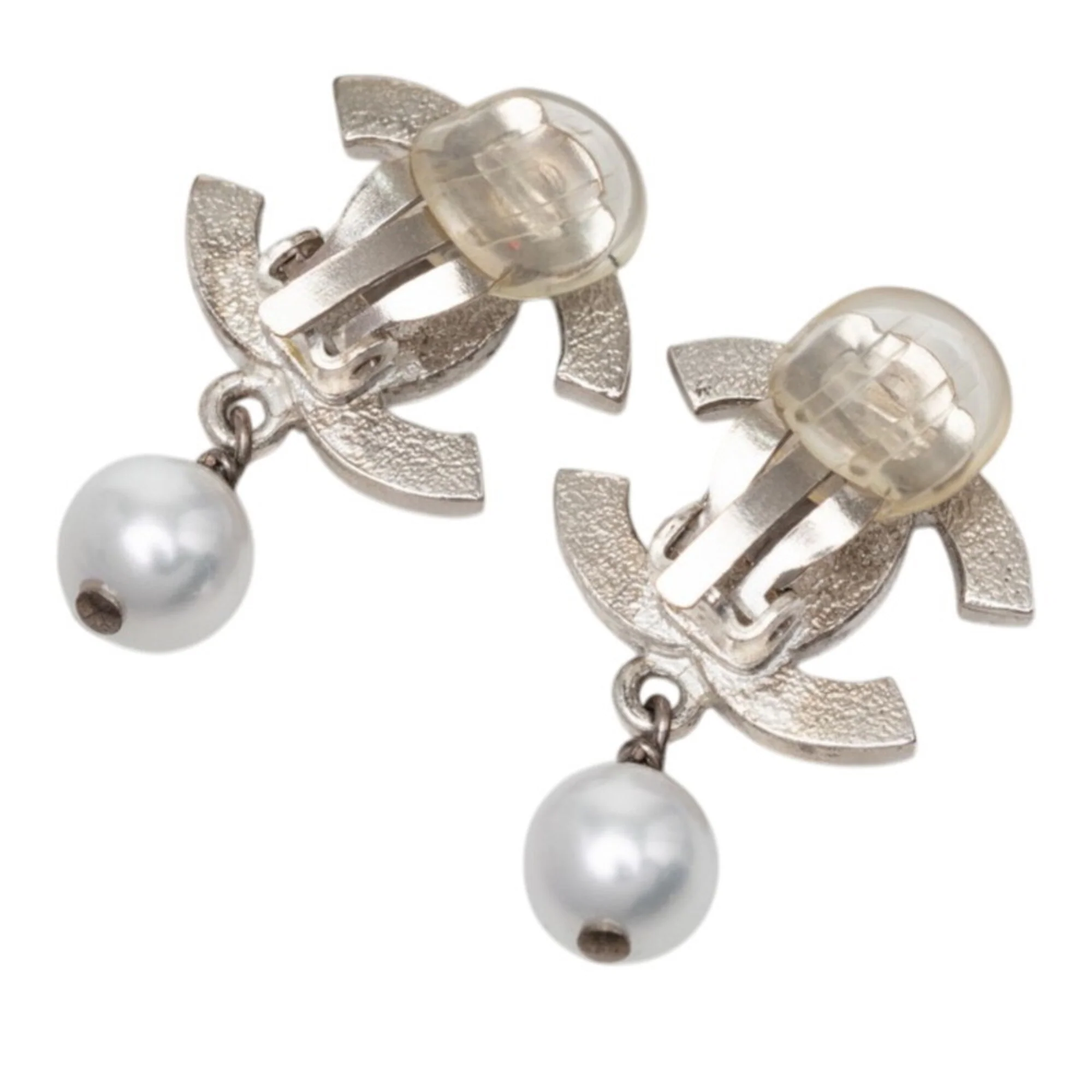 CC Logo Clip-On Earrings Metal Silver-Tone Metal - Image 2