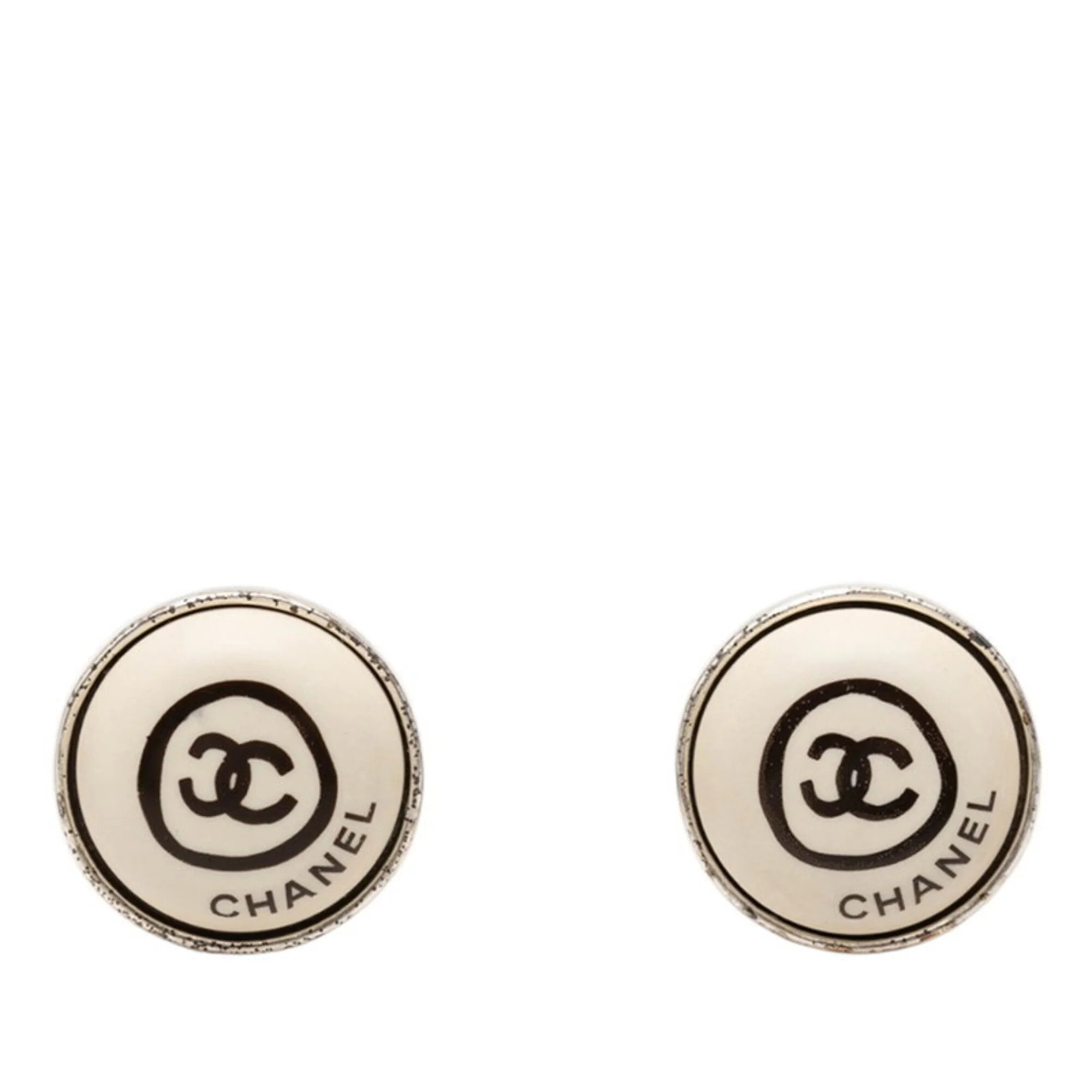 CC Logo Clip-On Earrings Silver-Tone Metal Silver-Tone Metal