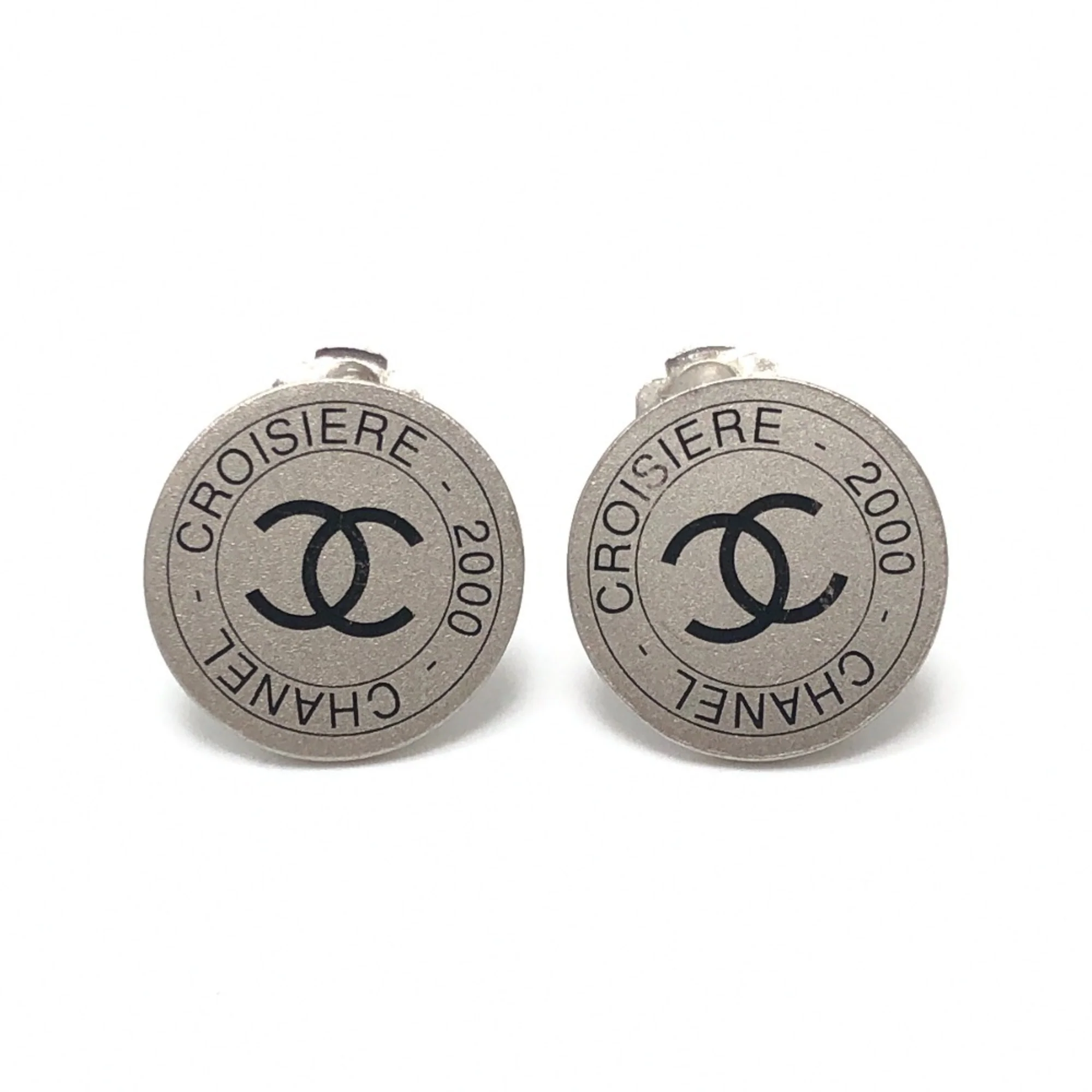 CC Logo Clip-On Earrings Silver-Tone Metal Silver-Tone Metal