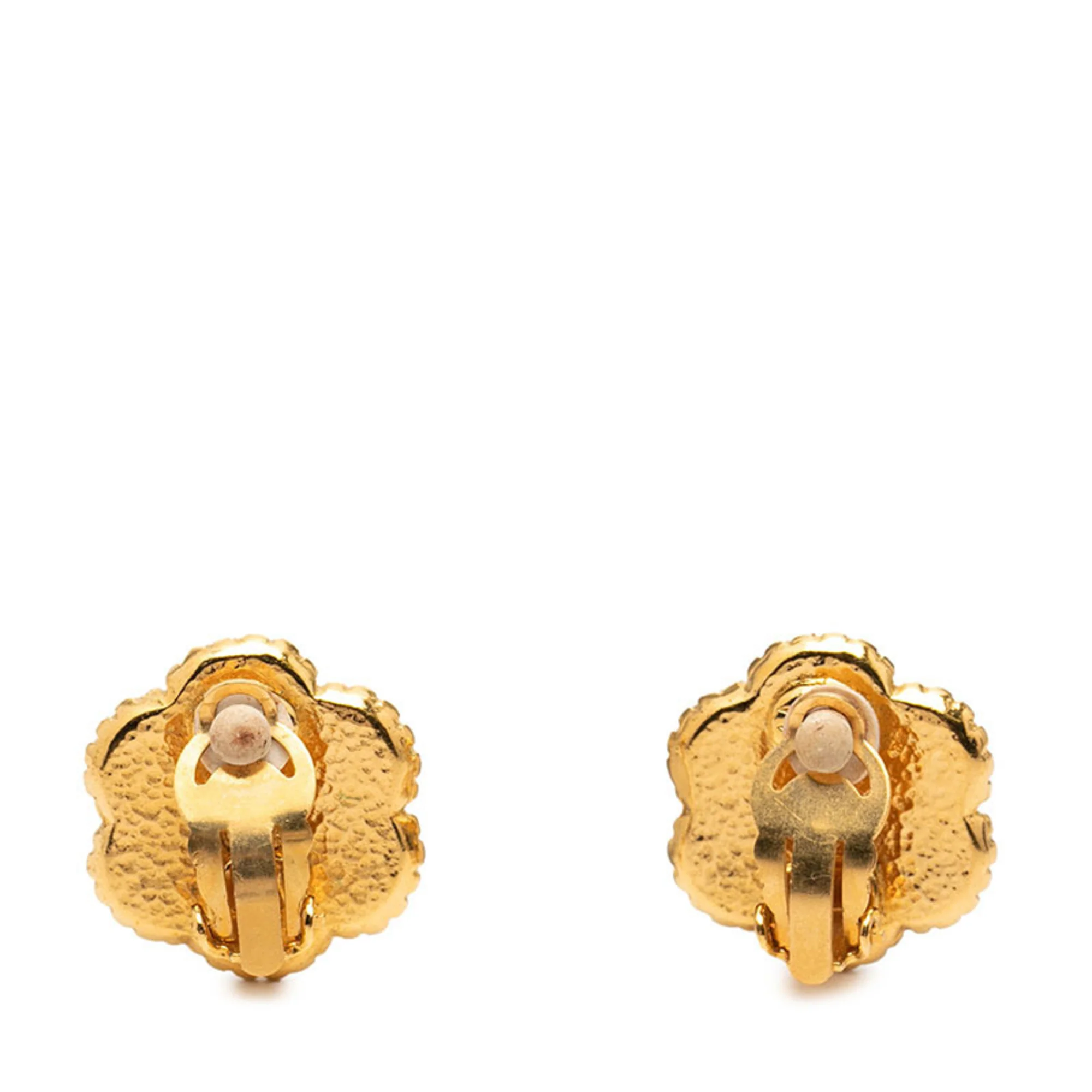 CC Logo Flower Clip-On Earrings Metal Gold-Tone Metal - Image 2