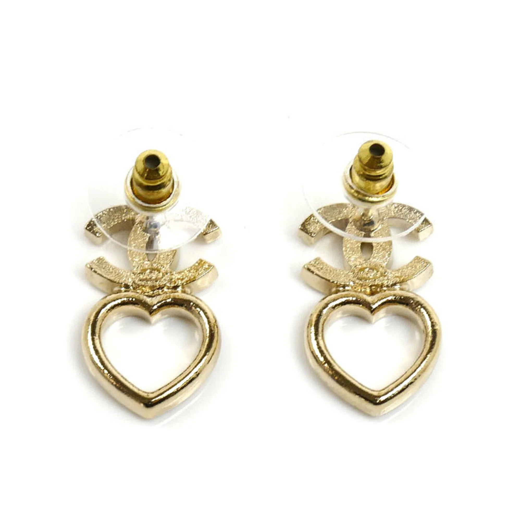 CC Logo Heart Earrings Metal - Image 3