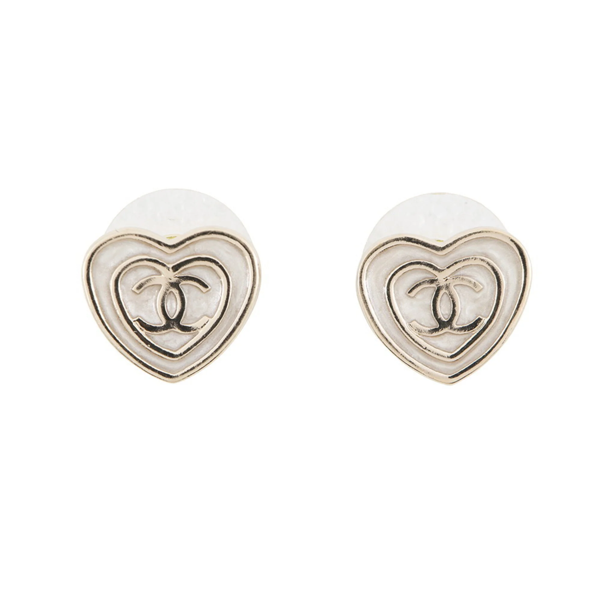 CC Logo Heart Earrings Metal