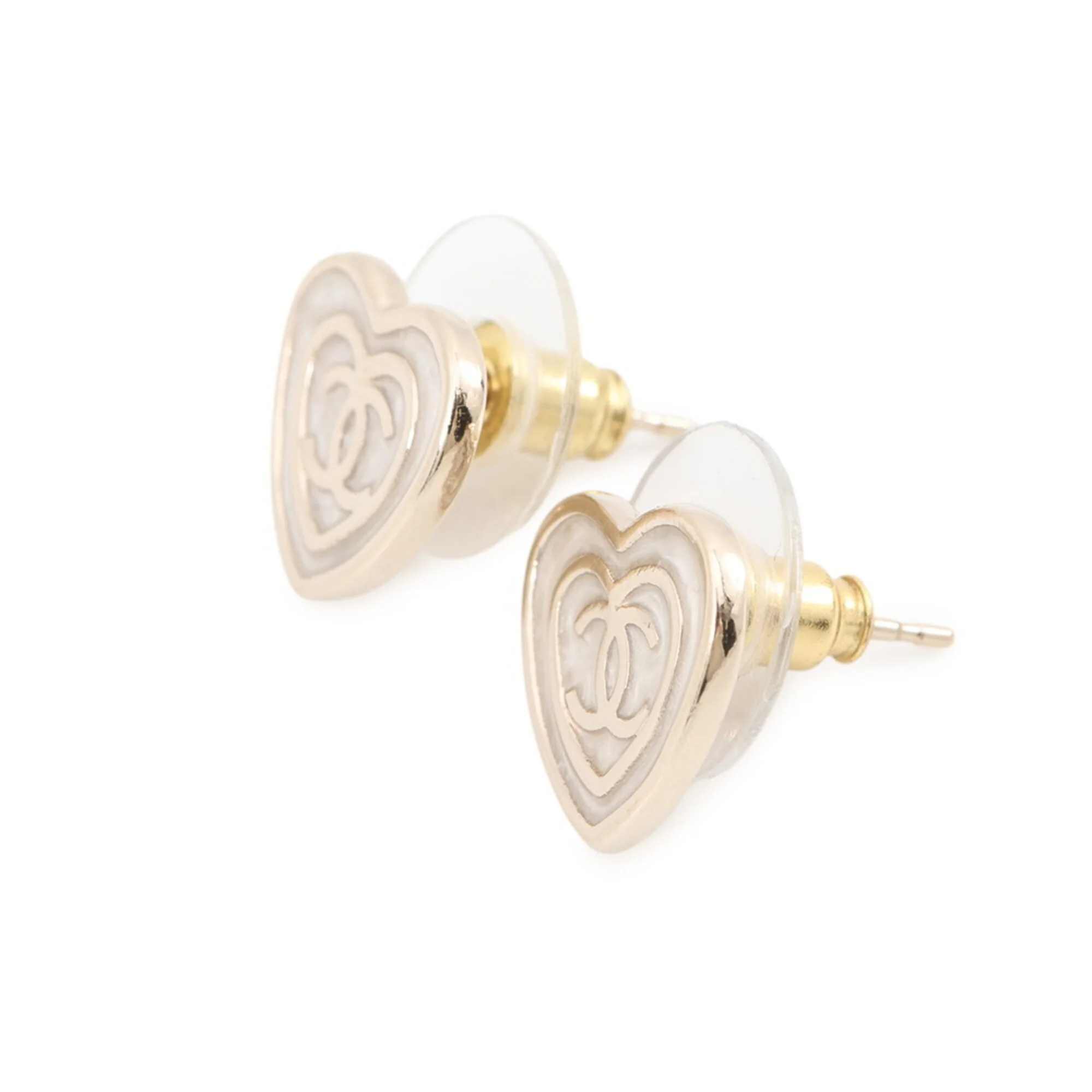CC Logo Heart Earrings Metal - Image 2