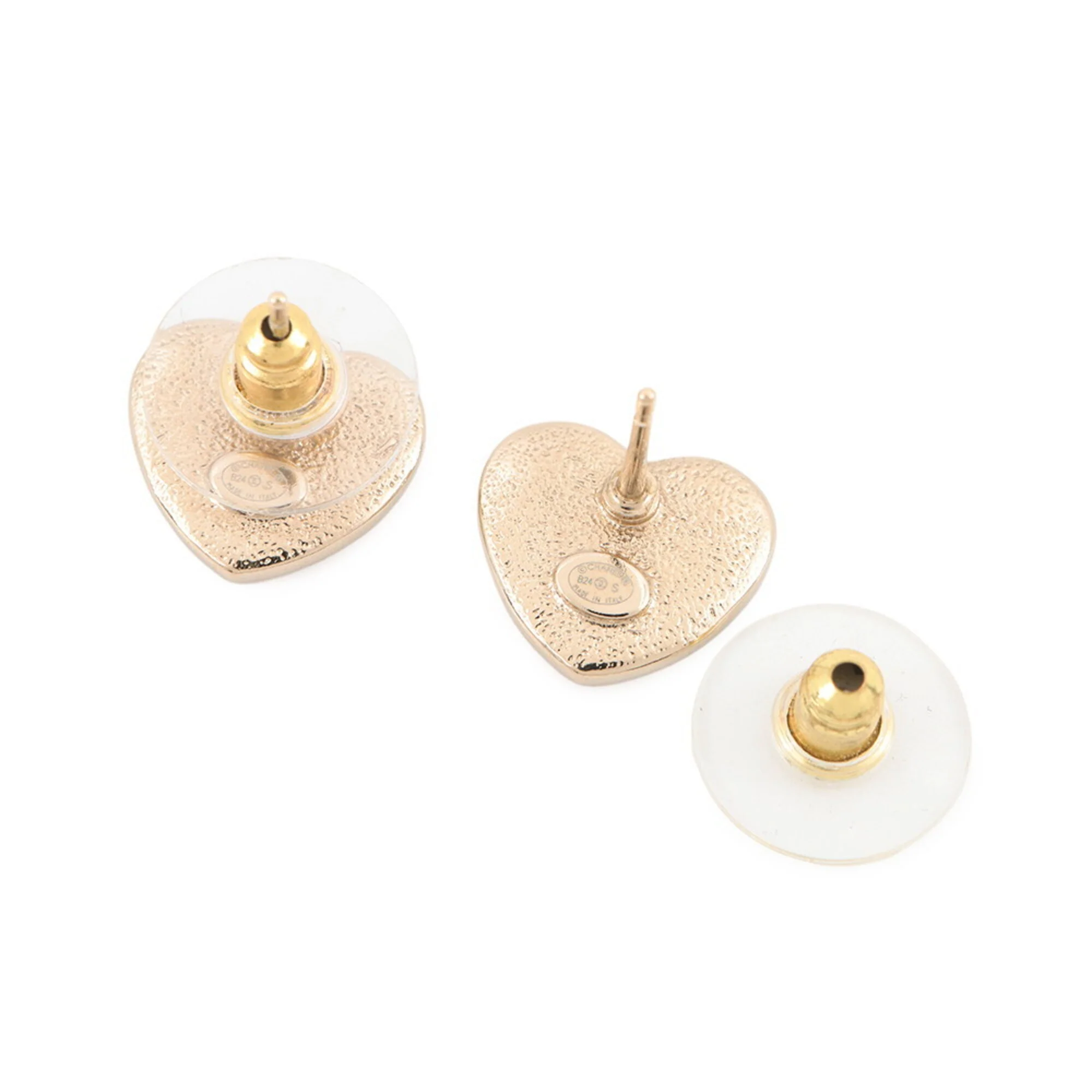 CC Logo Heart Earrings Metal - Image 3