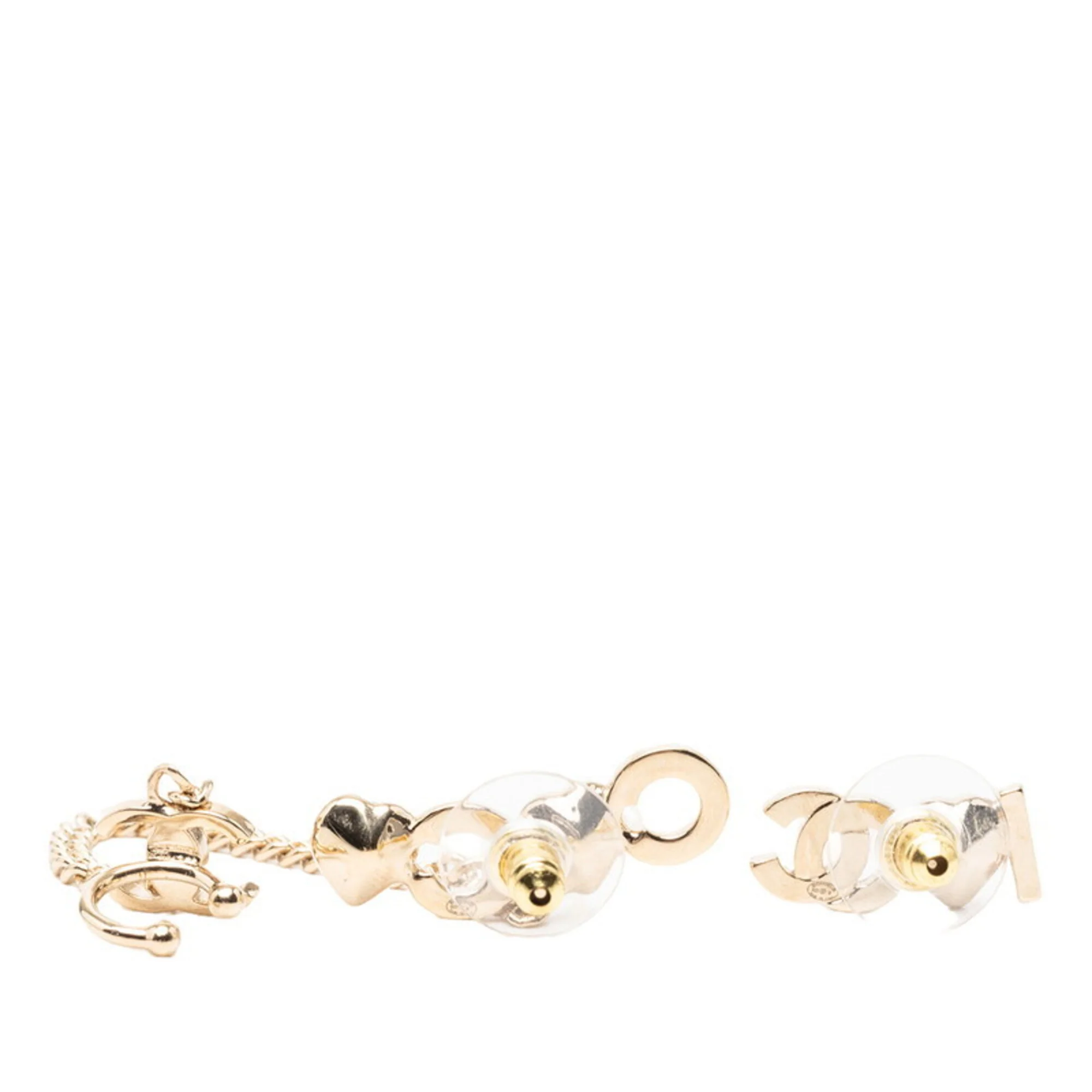 CC Logo Heart Earrings Metal Gold-Tone Metal - Image 2