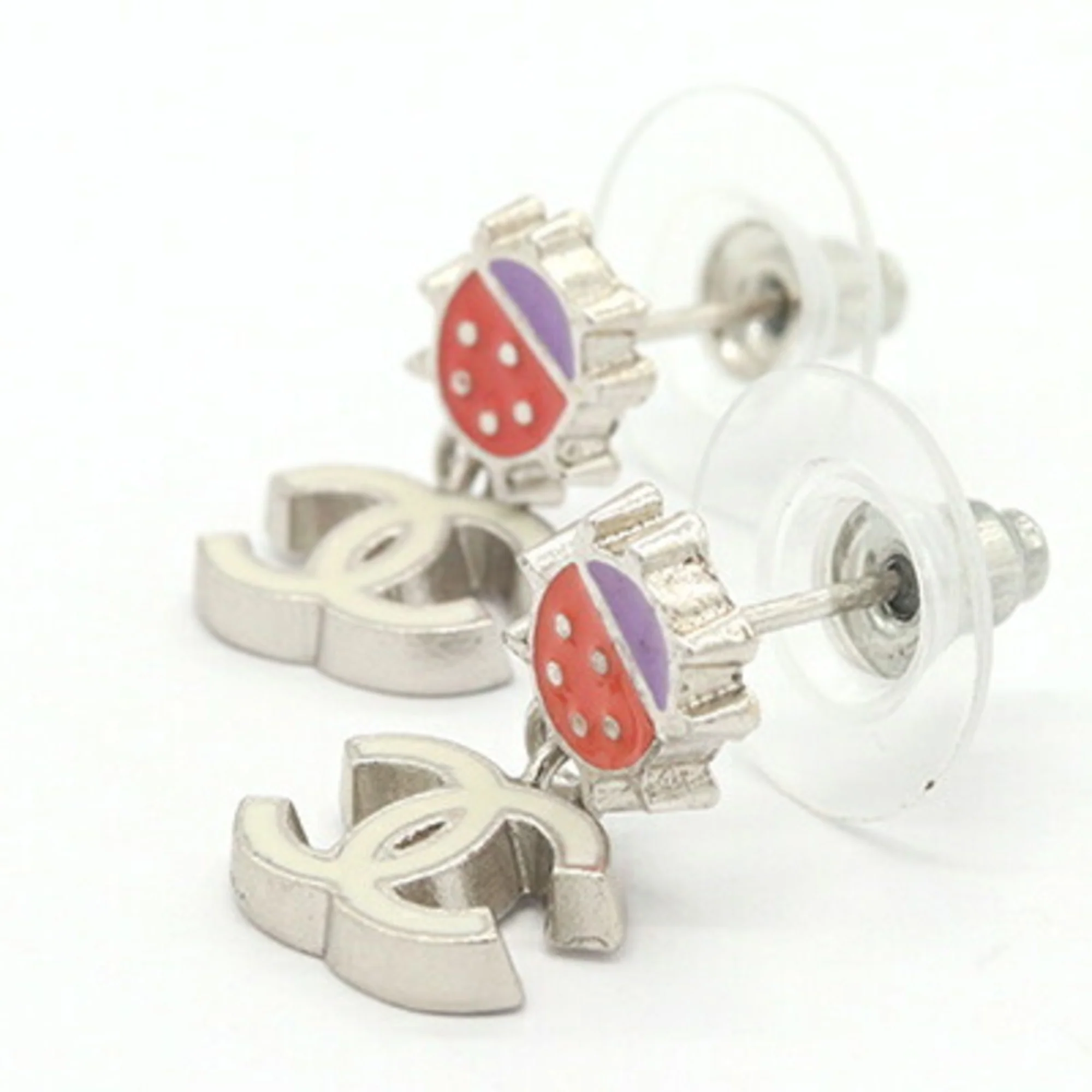 CC Logo Ladybug Earrings Metal - Image 3