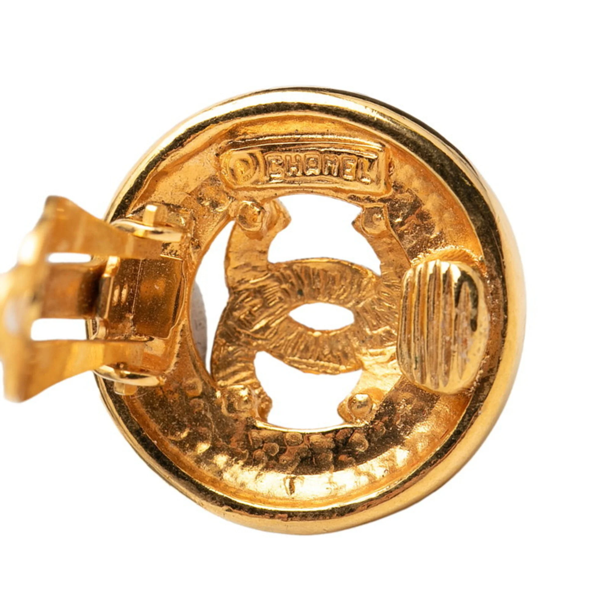 CC Logo Round Circle Earrings Metal Gold-Tone Metal - Image 3