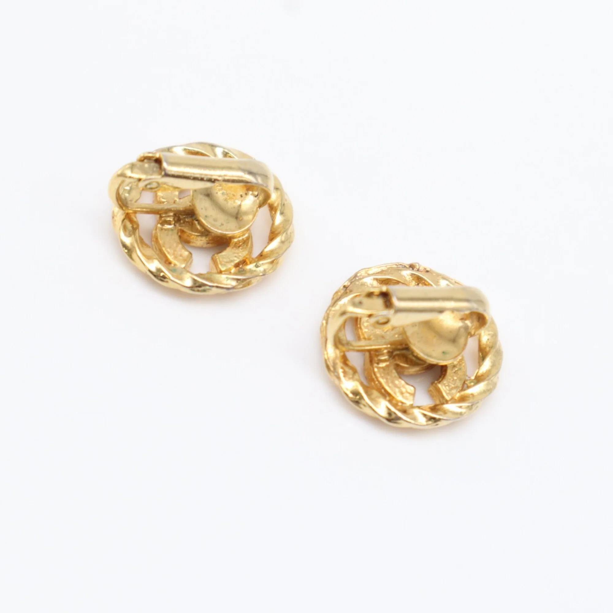 CC Logo Round Circle Earrings Metal Gold-Tone Metal - Image 2