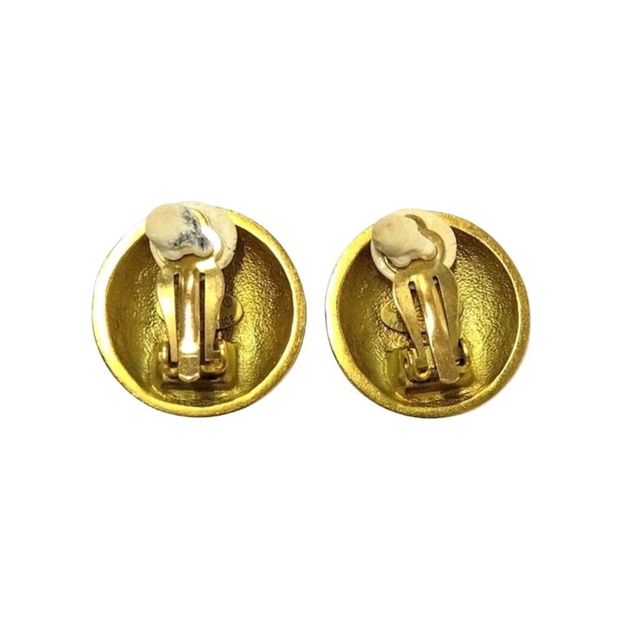CC Logo Round Circle Earrings Metal Gold-Tone Metal - Image 2
