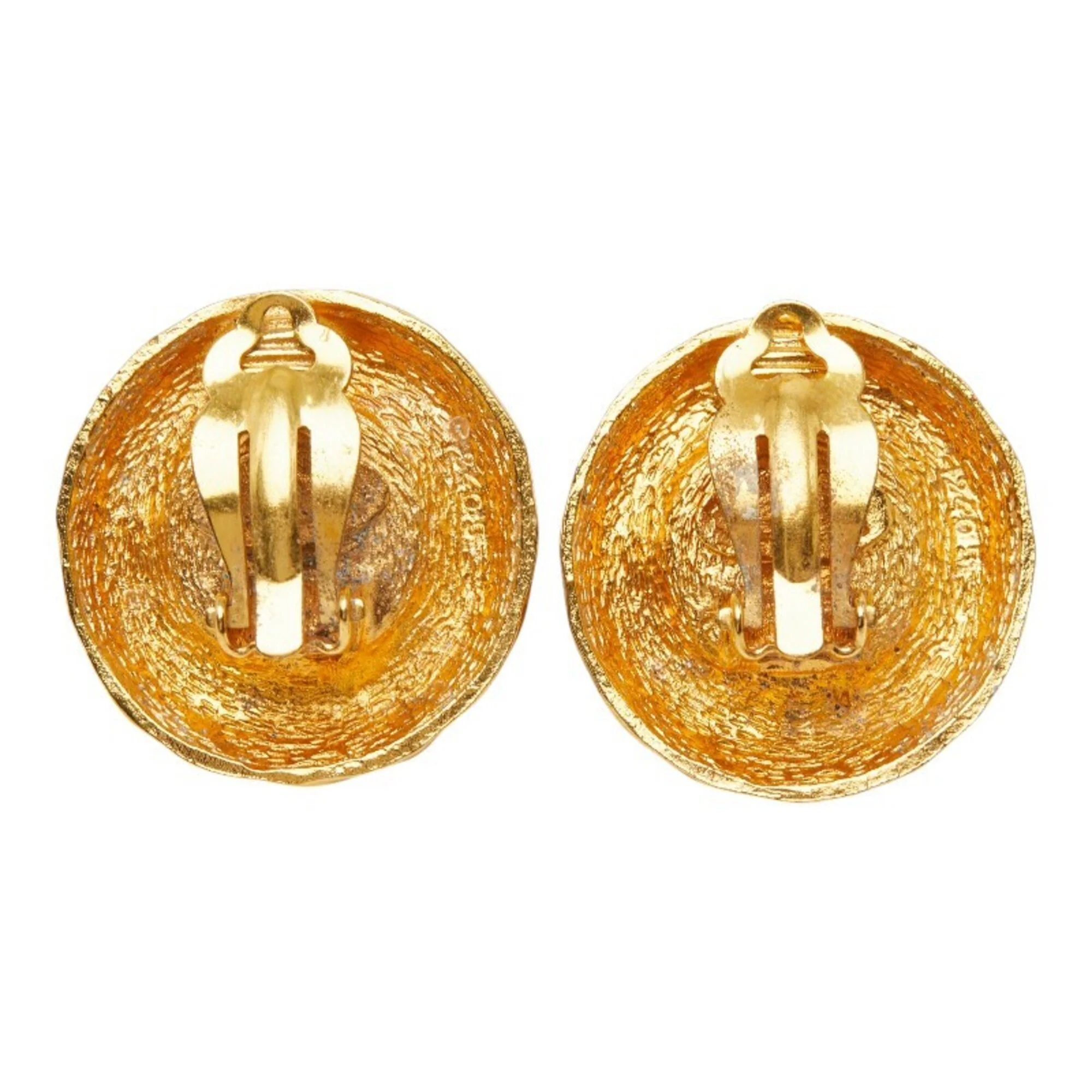 CC Logo Round Clip-On Earrings Gold-Tone Metal Gold-Tone Metal - Image 3