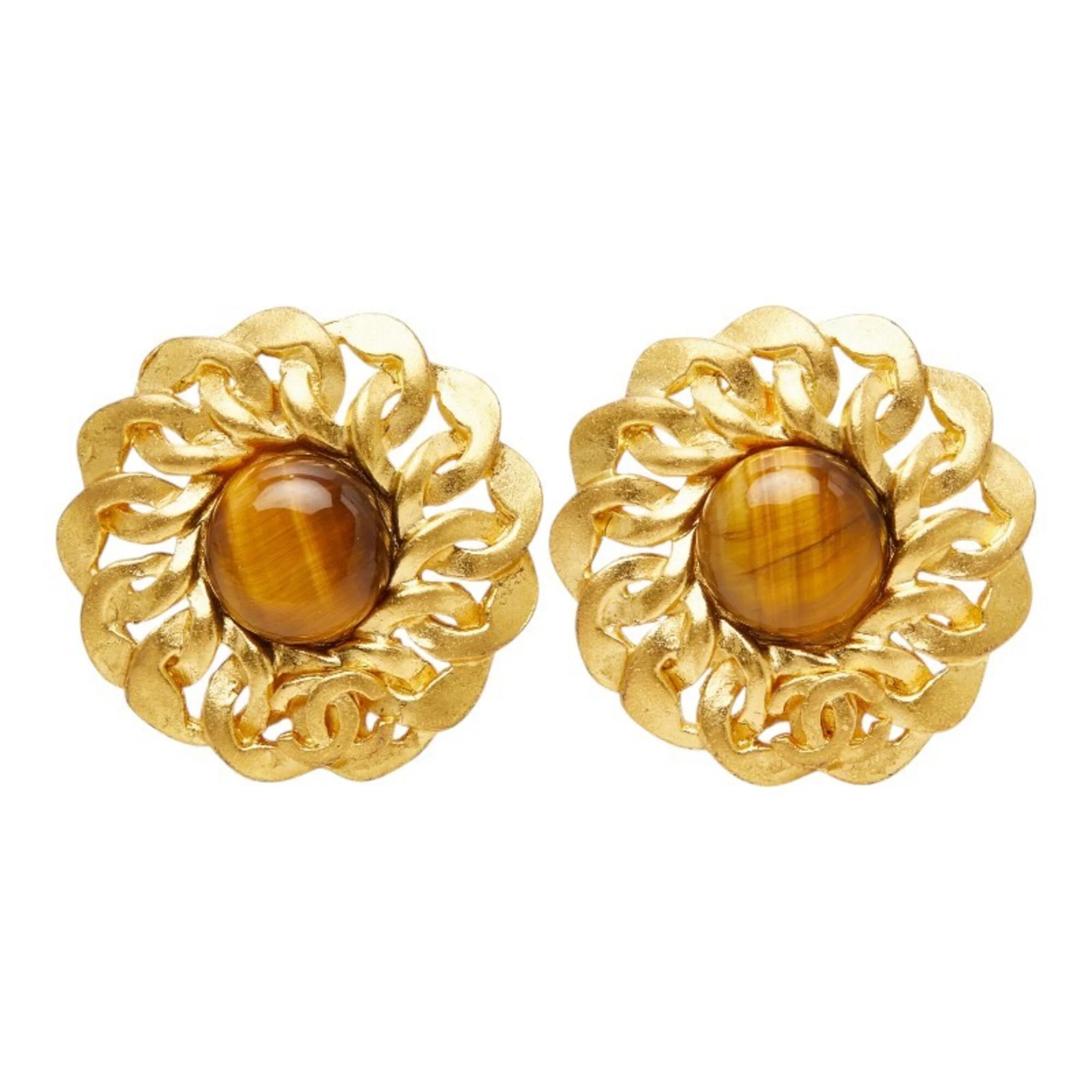 CC Logo Round Clip-On Earrings Gold-Tone Metal Gold-Tone Metal - Image 2