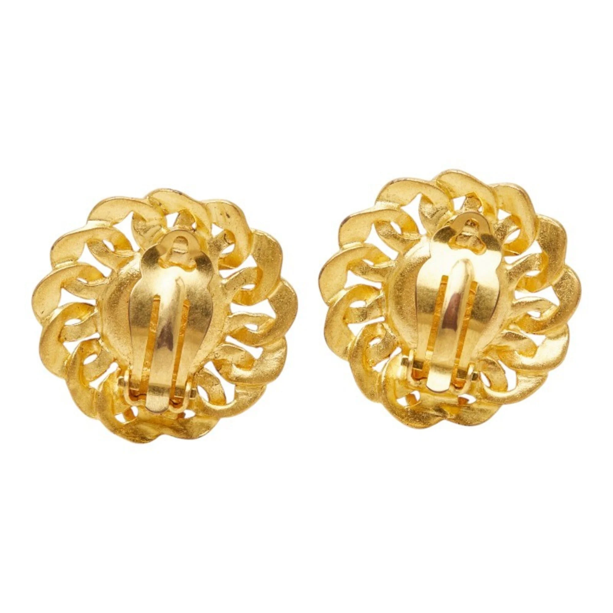 CC Logo Round Clip-On Earrings Gold-Tone Metal Gold-Tone Metal - Image 3