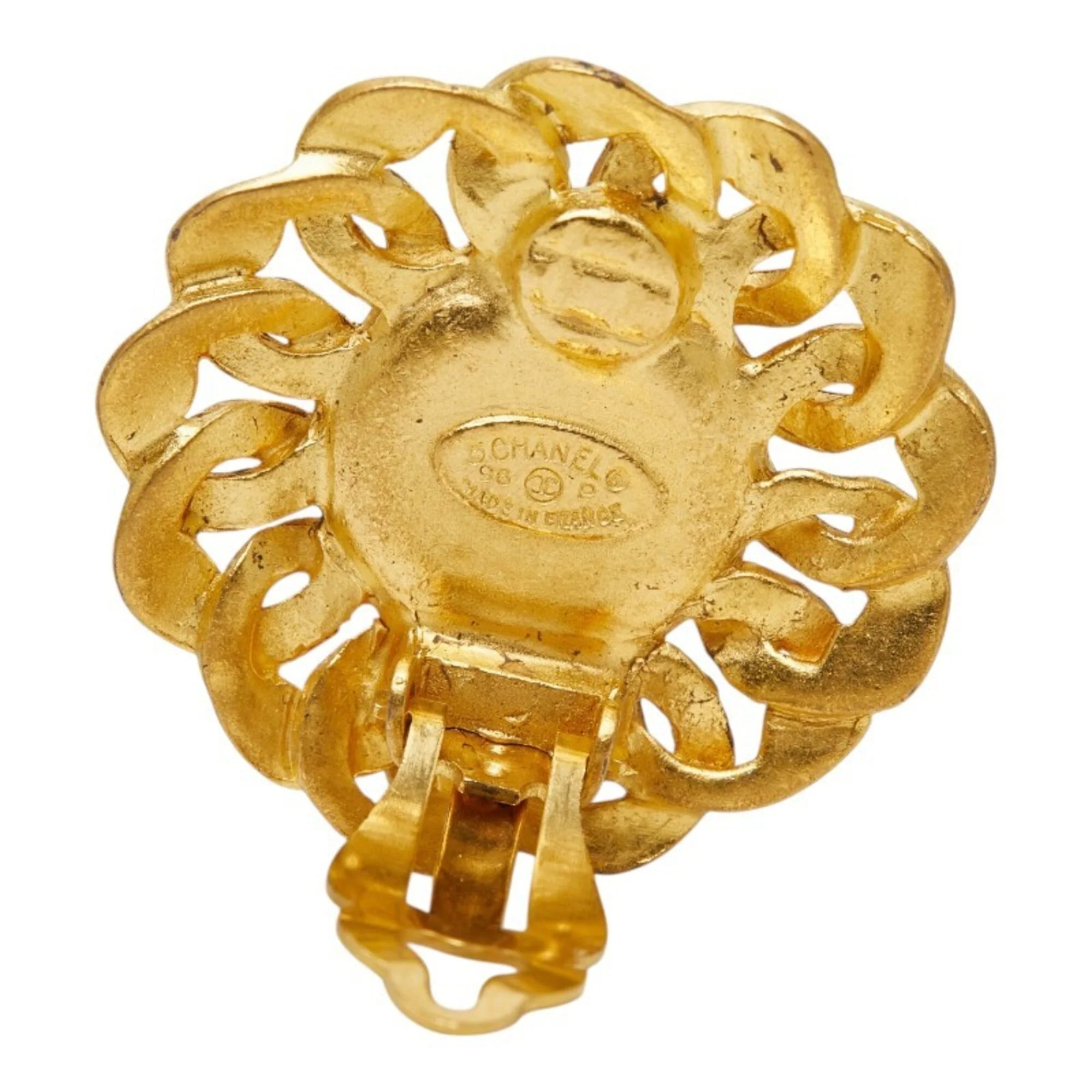 CC Logo Round Clip-On Earrings Gold-Tone Metal Gold-Tone Metal - Image 4