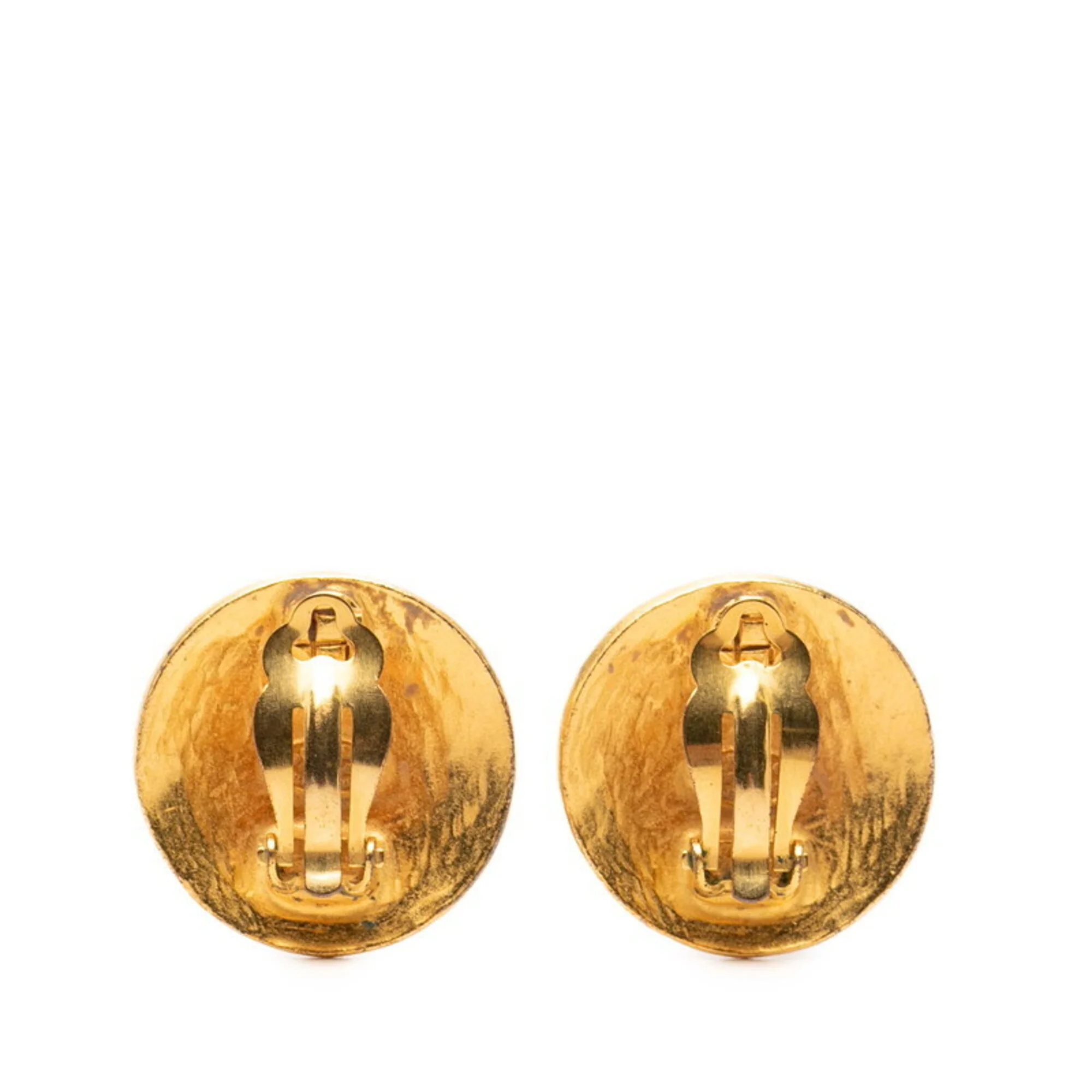 CC Logo Round Clip-On Earrings Metal - Image 2