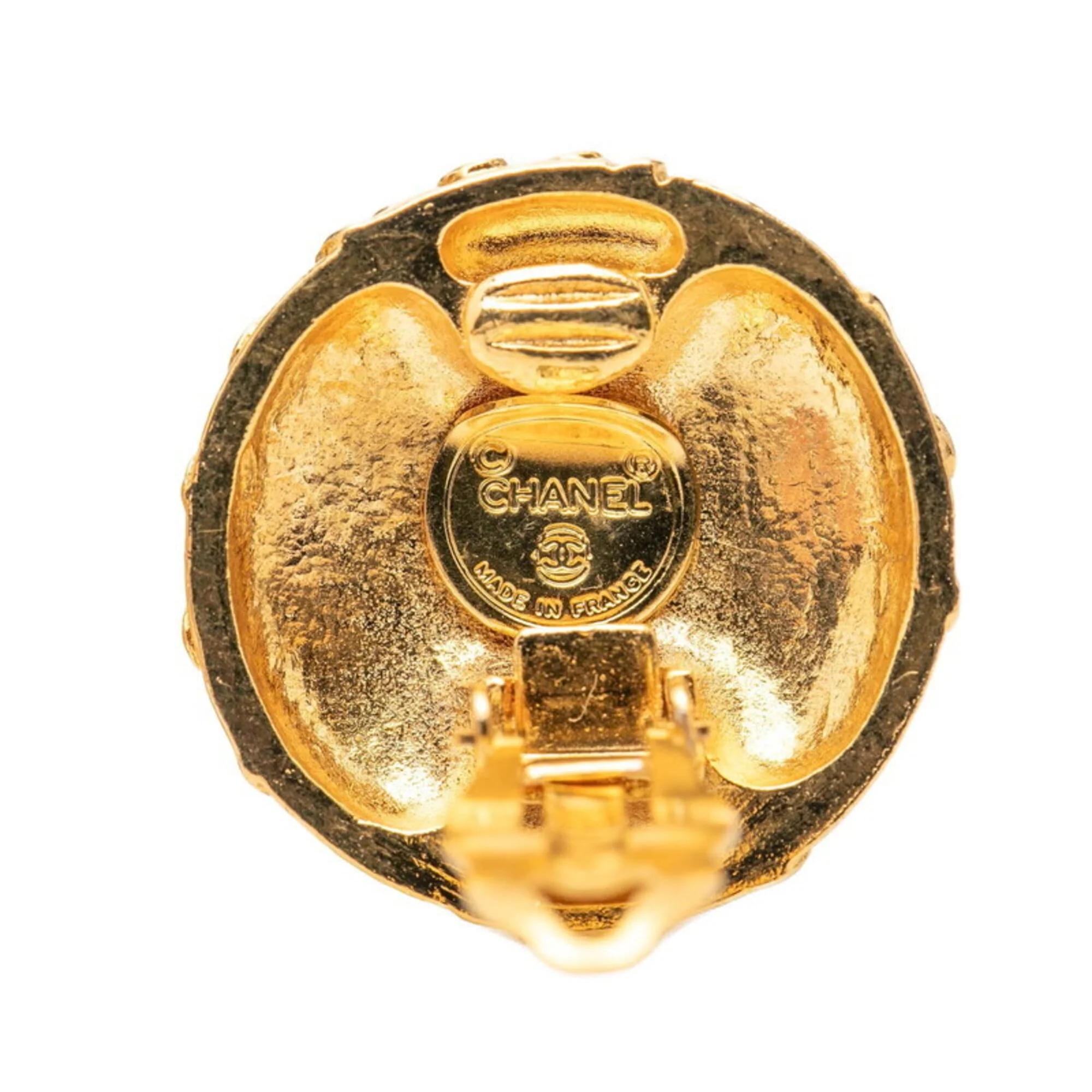CC Logo Round Clip-On Earrings Metal Gold-Tone Metal - Image 3