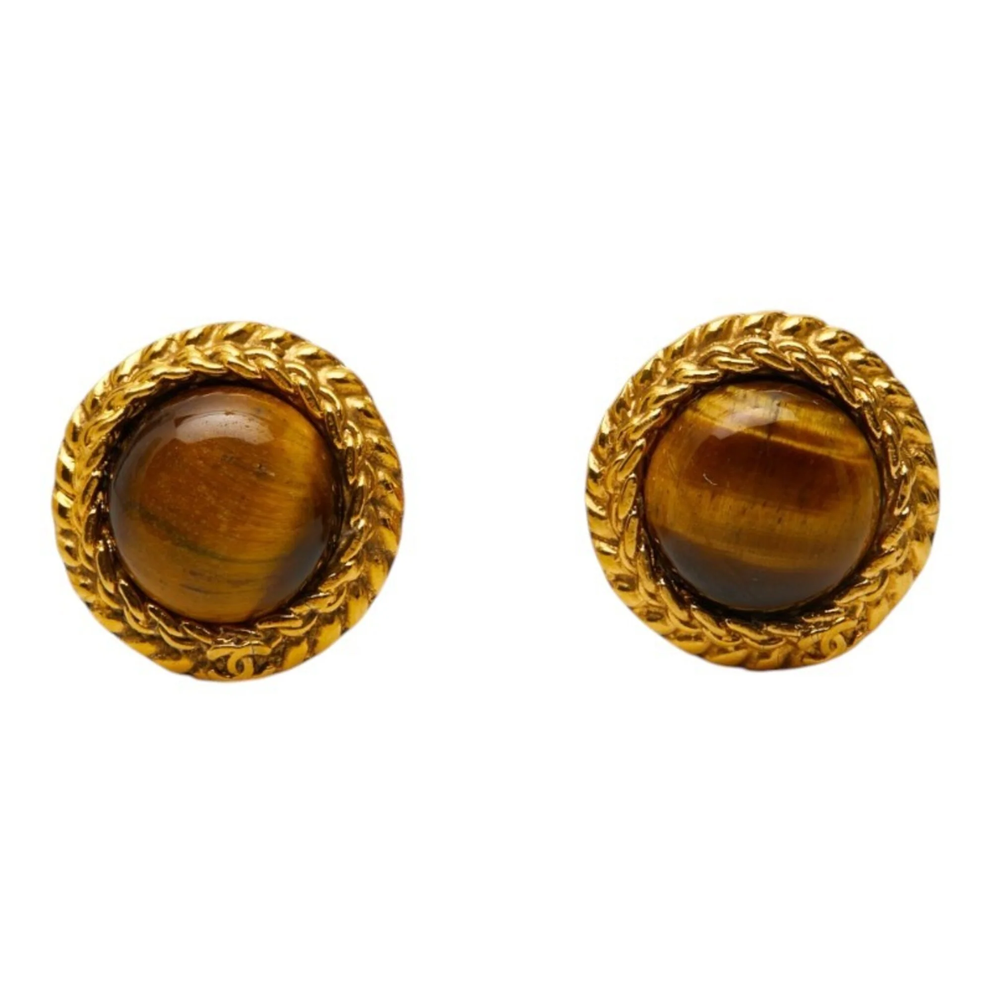 CC Logo Round Clip-On Earrings Metal Gold-Tone Metal - Image 2