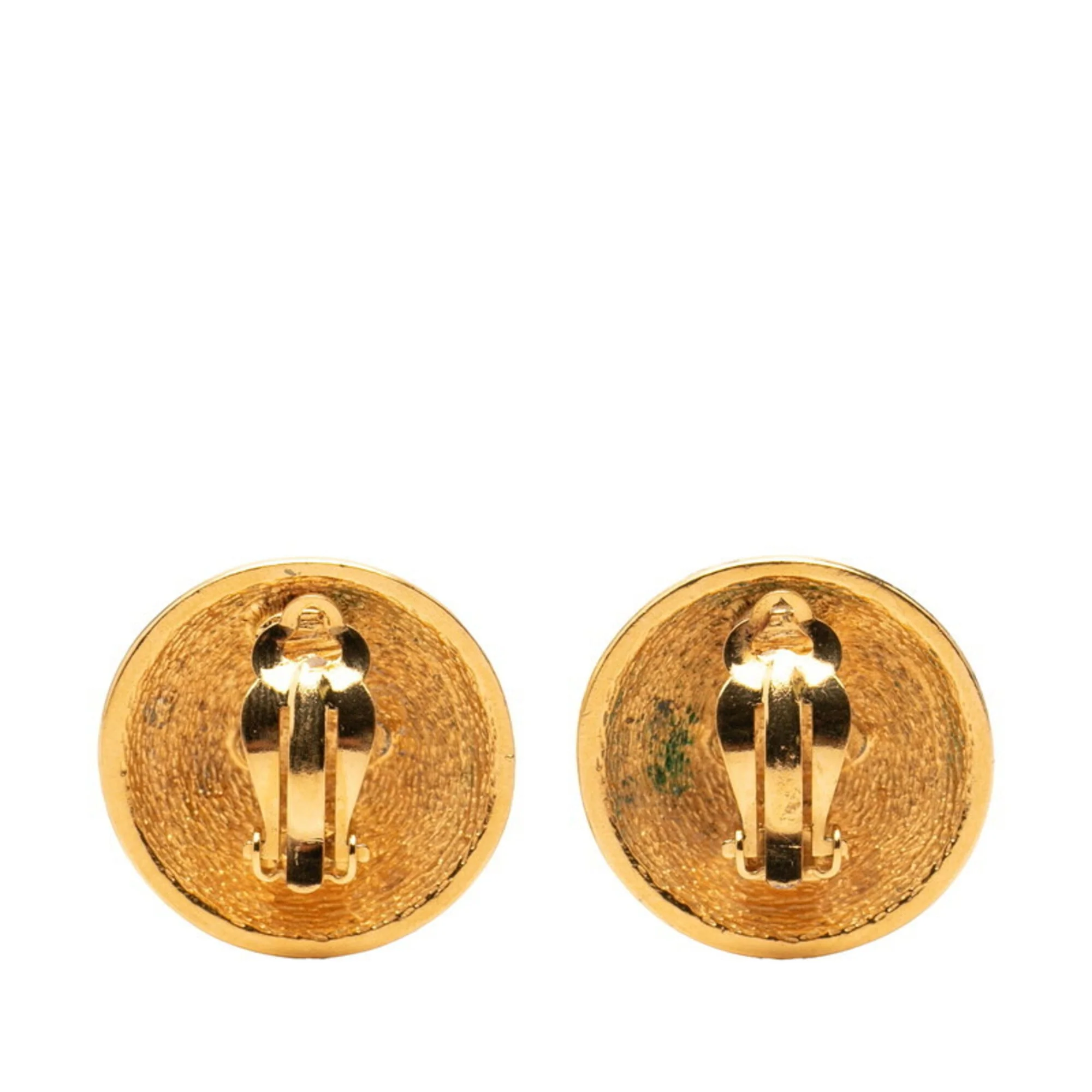 CC Logo Round Clip-On Earrings Metal Gold-Tone Metal - Image 2